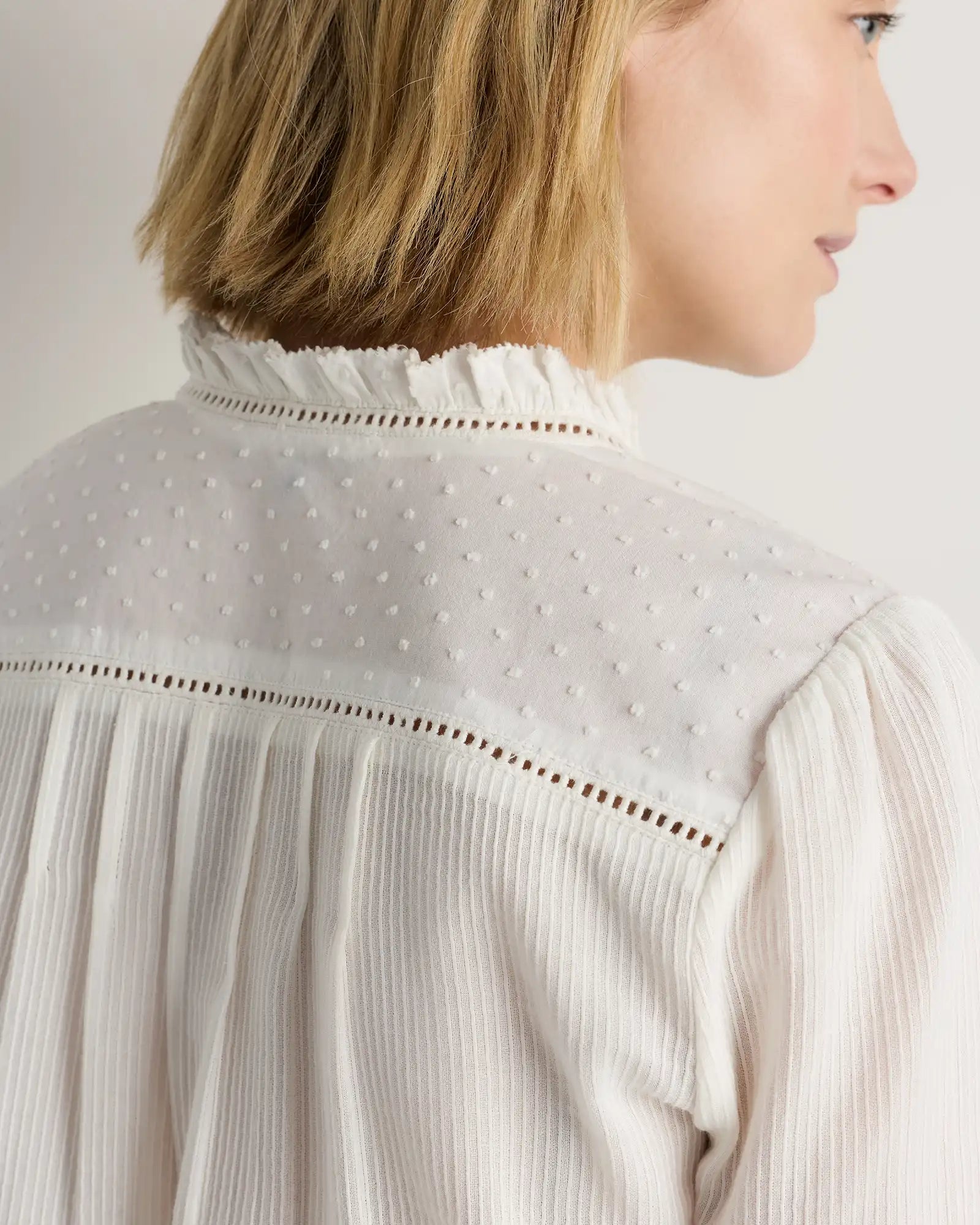 Organic Textured Cotton Peasant Blouse