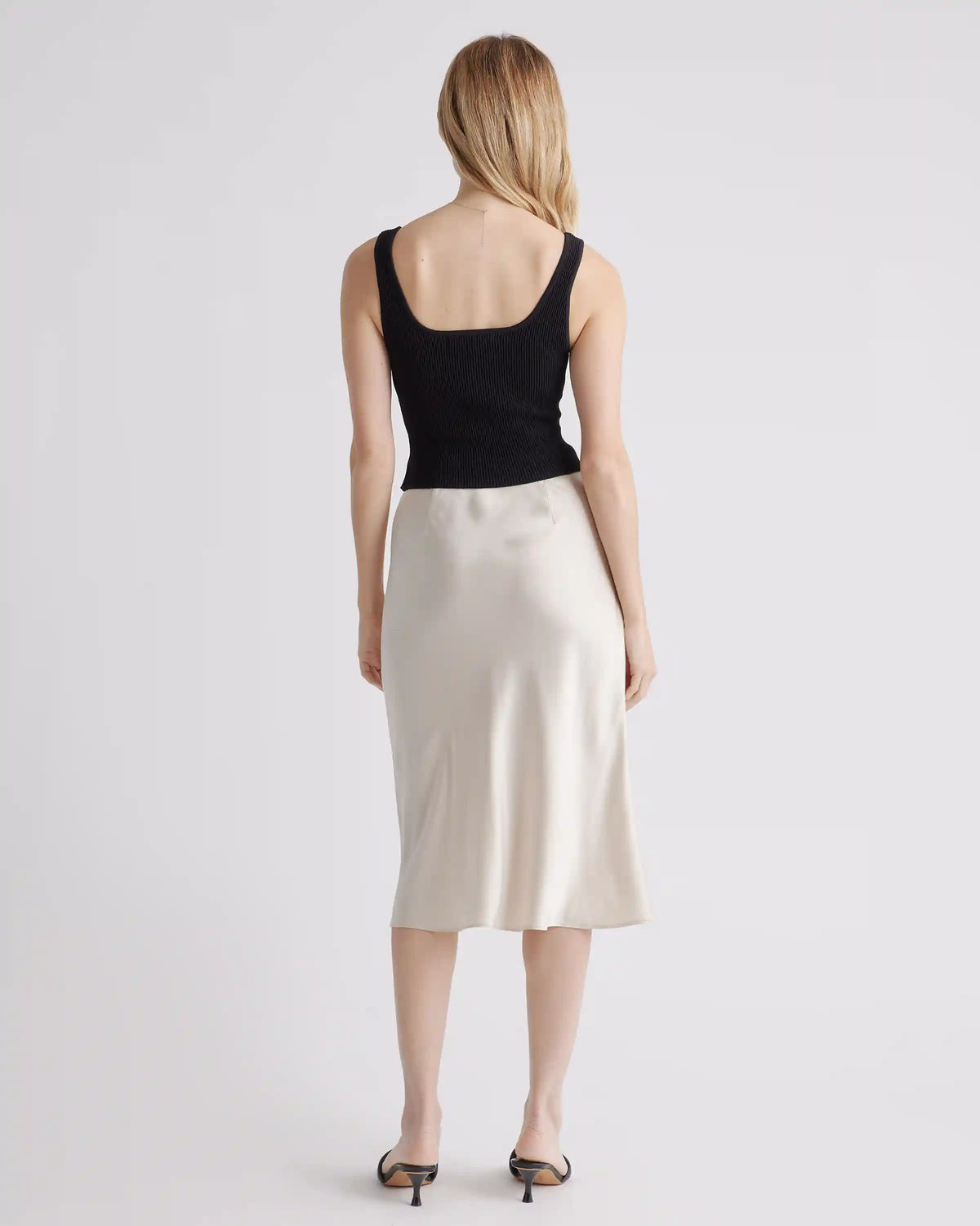 Cropped Square Neck Ribbed Knit Tank