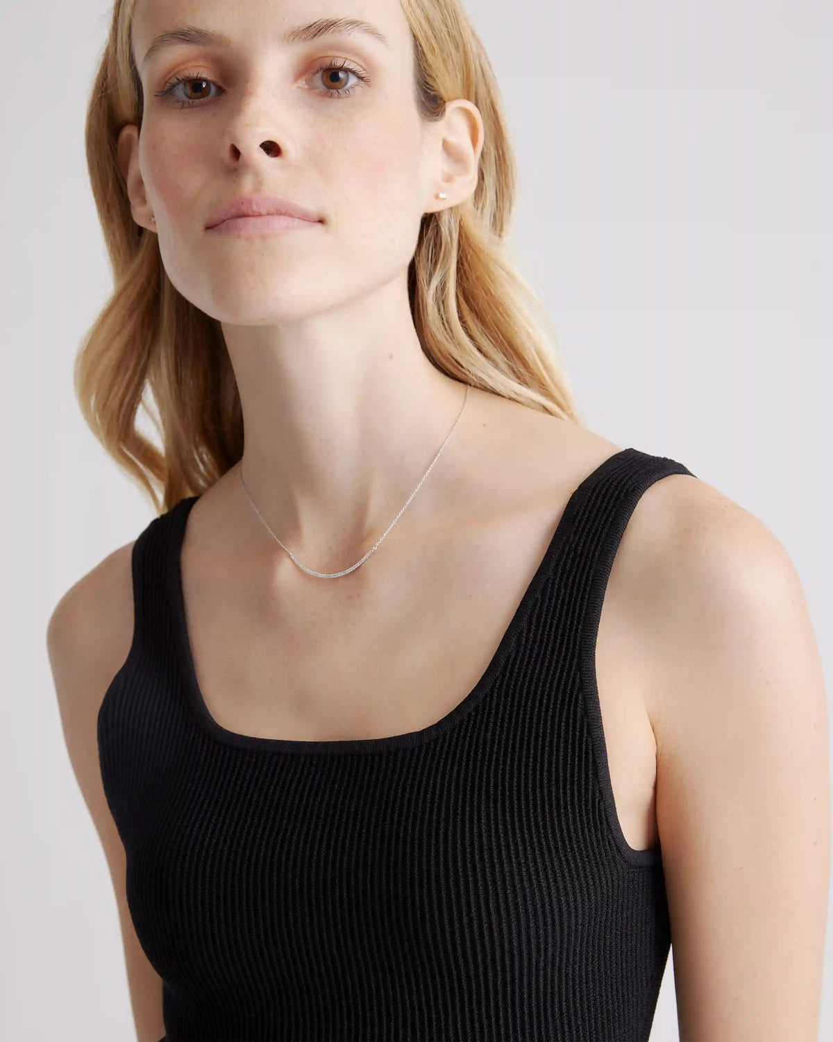 Cropped Square Neck Ribbed Knit Tank