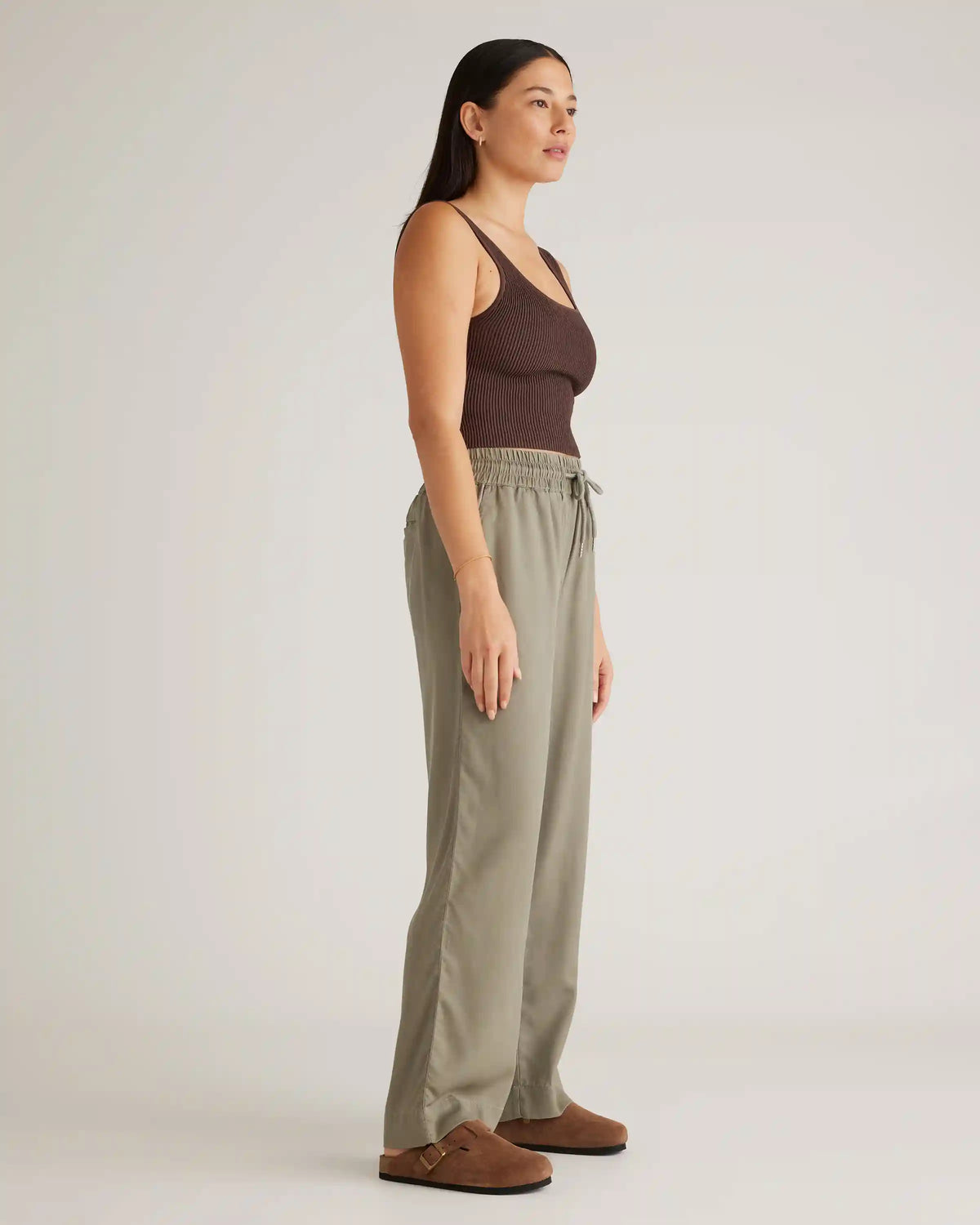 Cropped Square Neck Ribbed Knit Tank