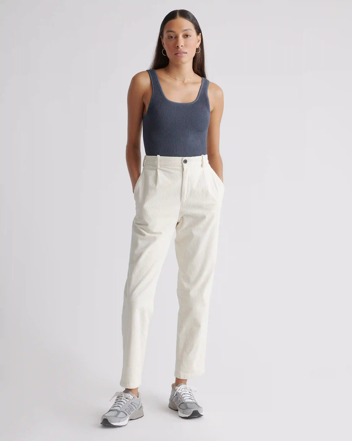 Cropped Square Neck Ribbed Knit Tank