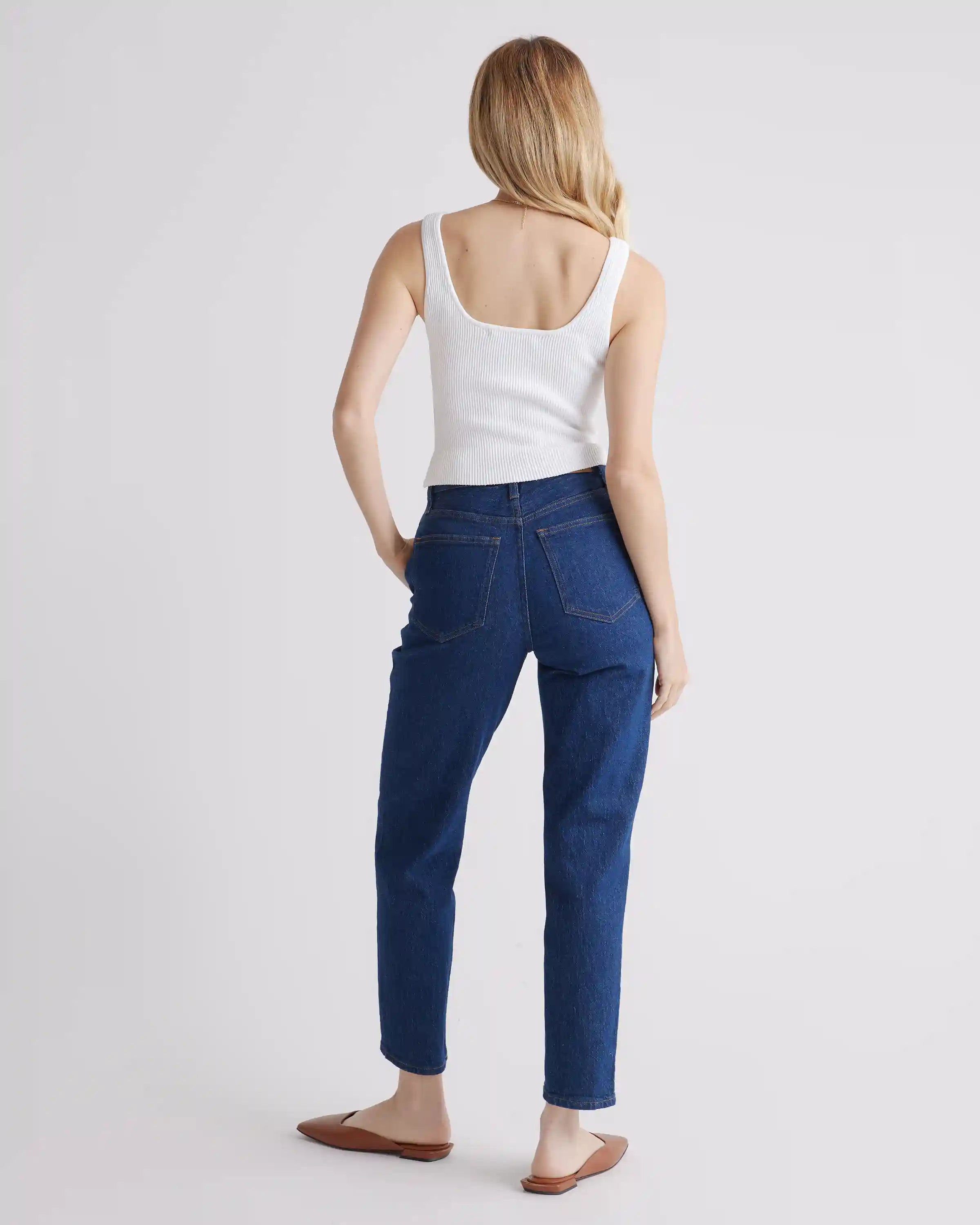Cropped Square Neck Ribbed Knit Tank