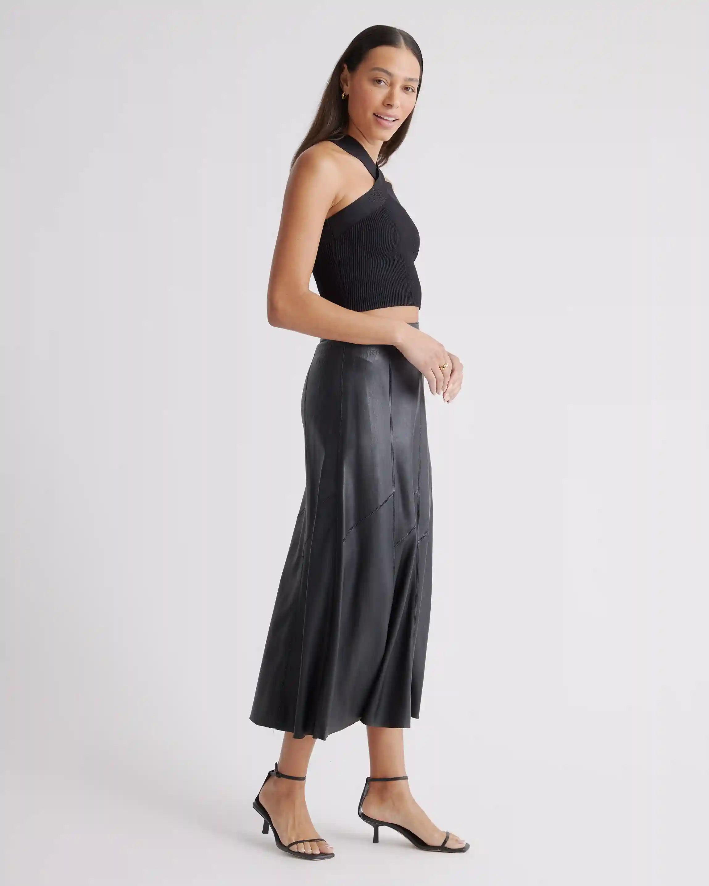 Cropped Halter Ribbed Knit Tank