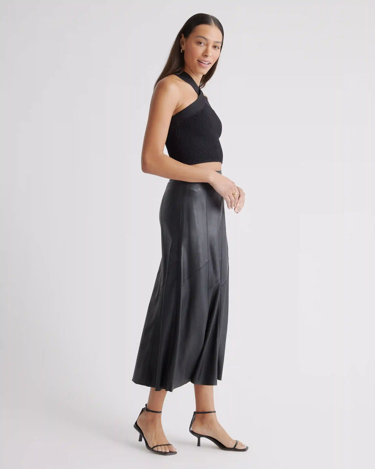 Cropped Halter Ribbed Knit Tank