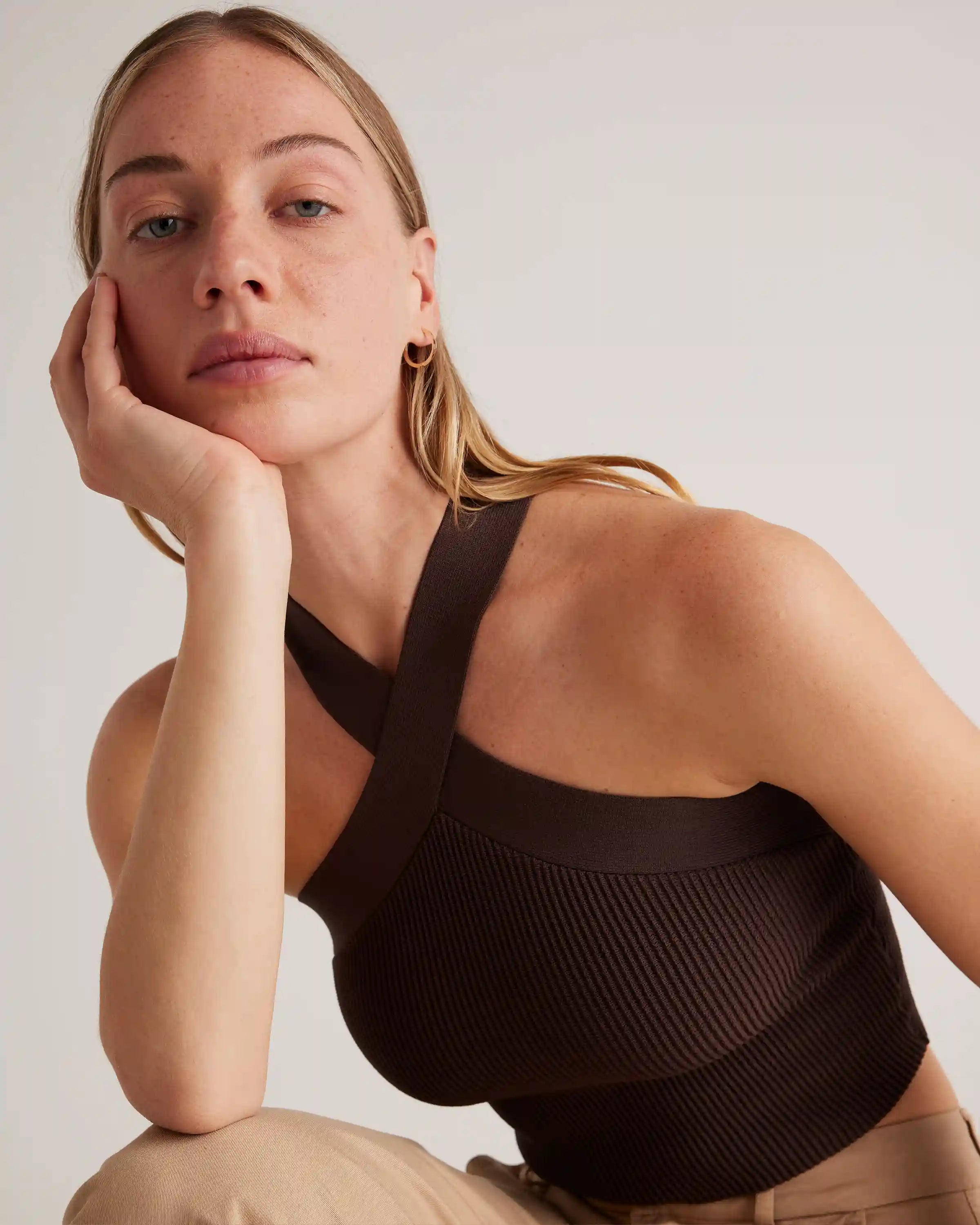 Cropped Halter Ribbed Knit Tank