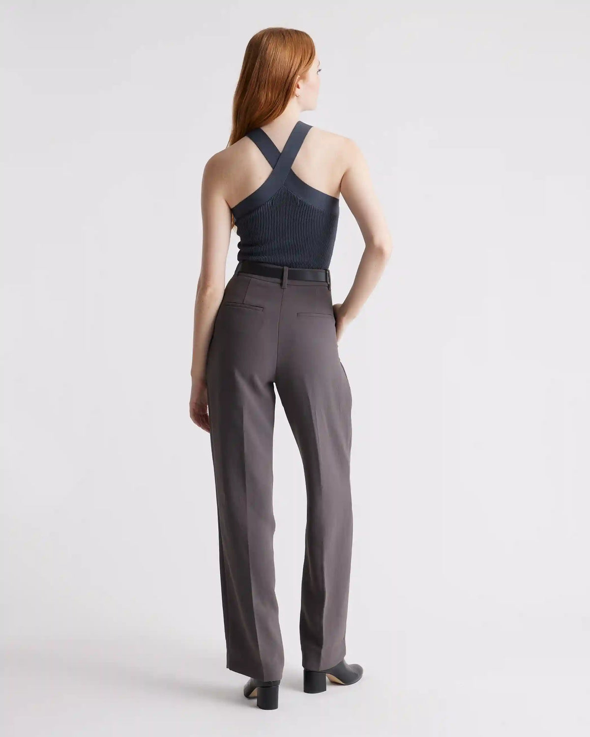 Cropped Halter Ribbed Knit Tank