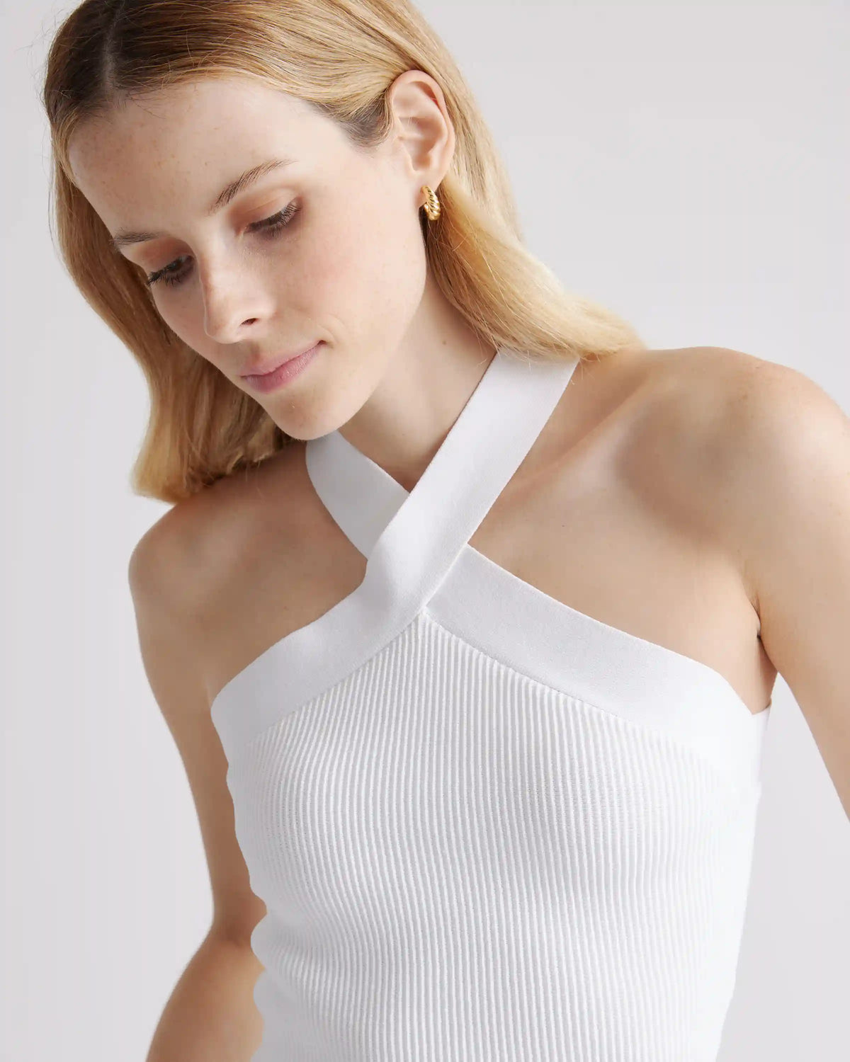Cropped Halter Ribbed Knit Tank