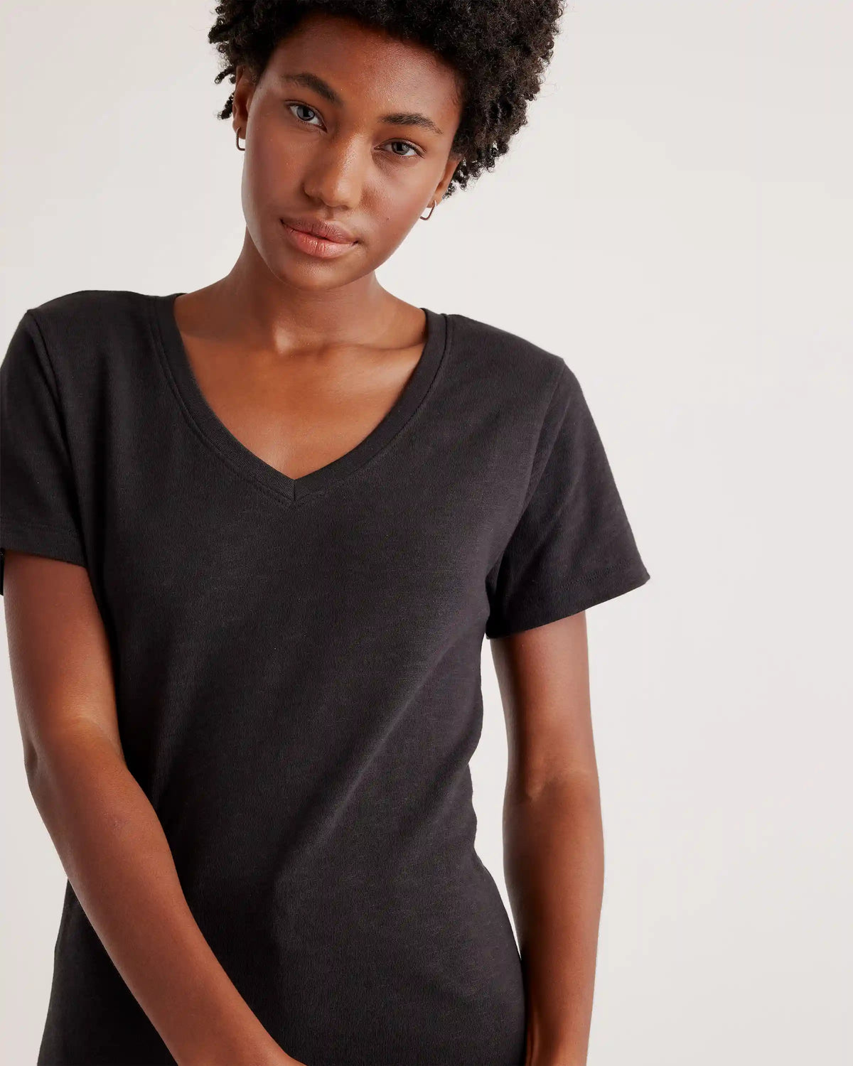 100% Organic Cotton Slub V-Neck Tee