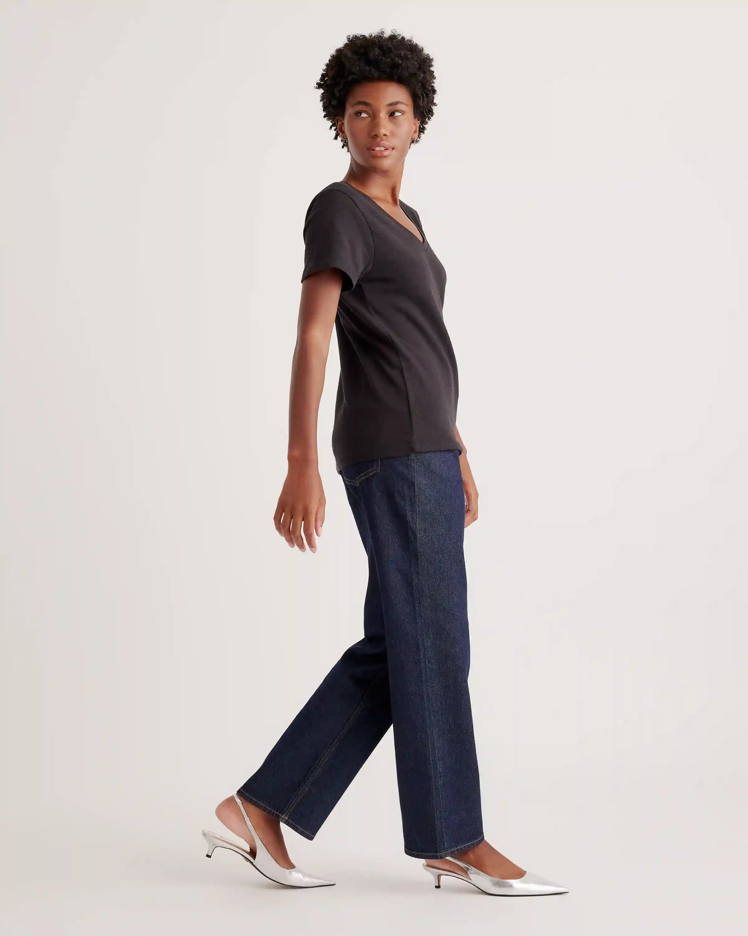 100% Organic Cotton Slub V-Neck Tee