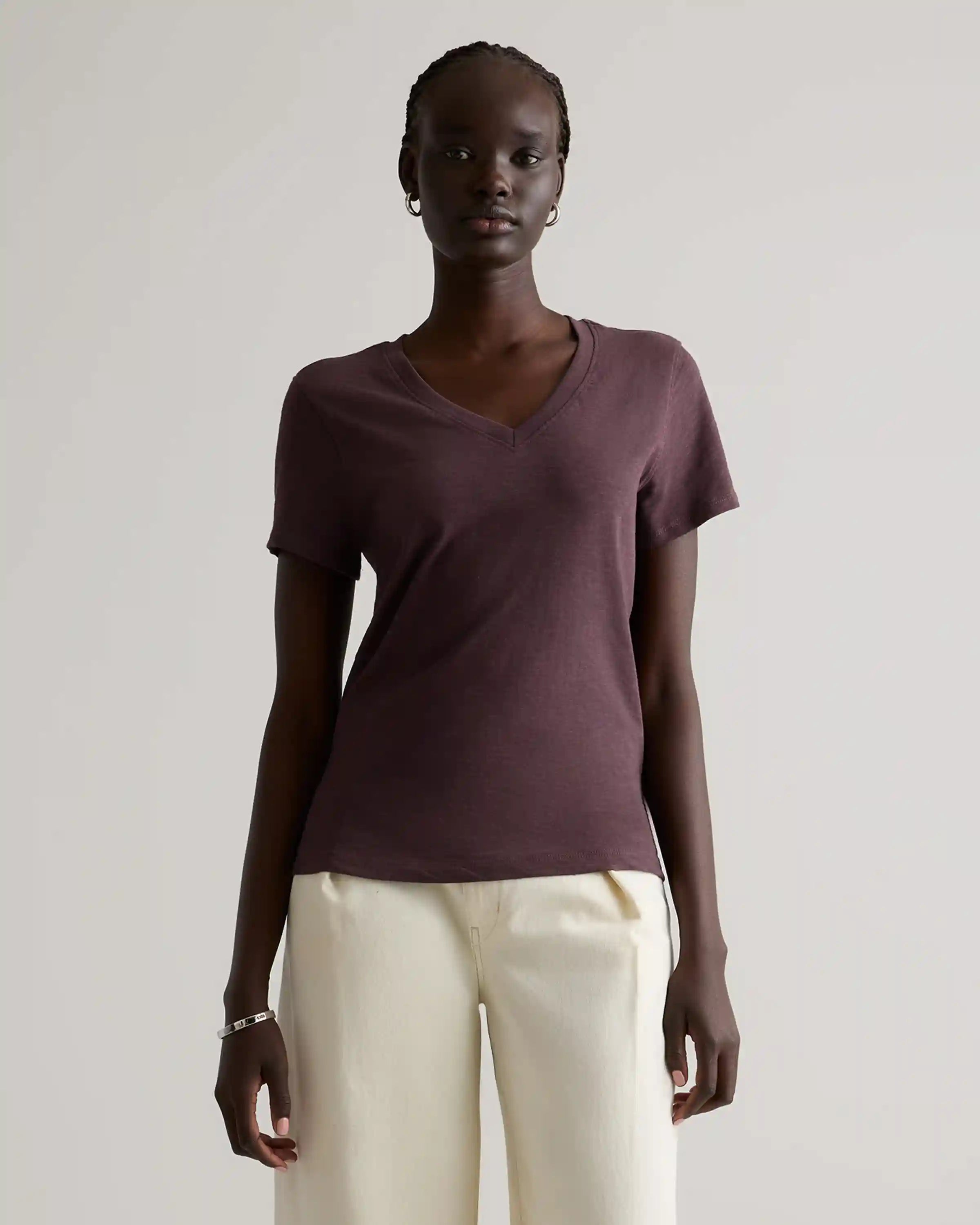 100% Organic Cotton Slub V-Neck Tee