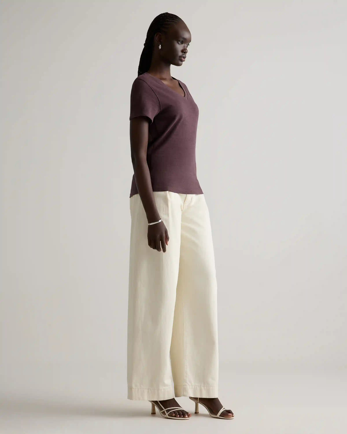 100% Organic Cotton Slub V-Neck Tee