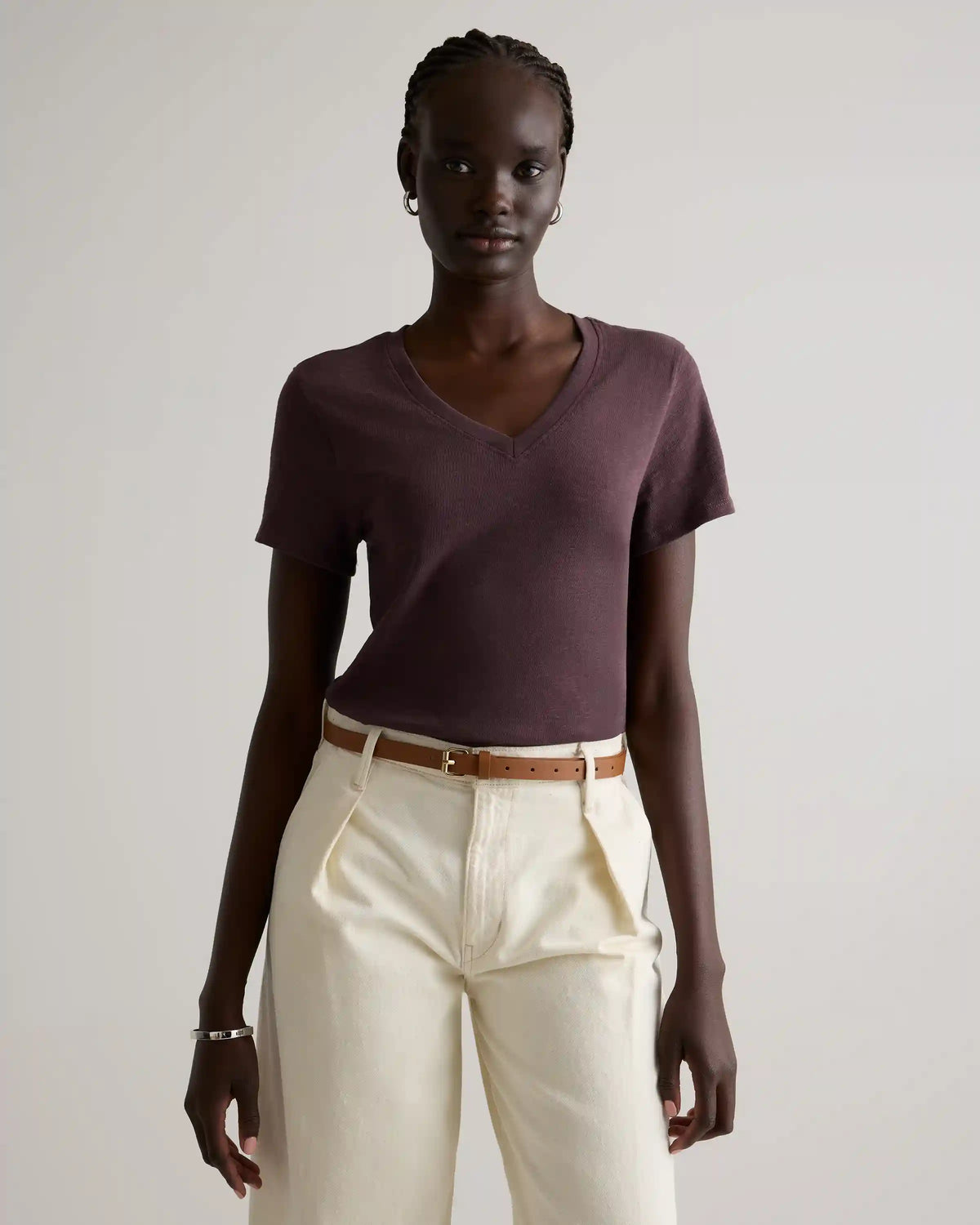100% Organic Cotton Slub V-Neck Tee