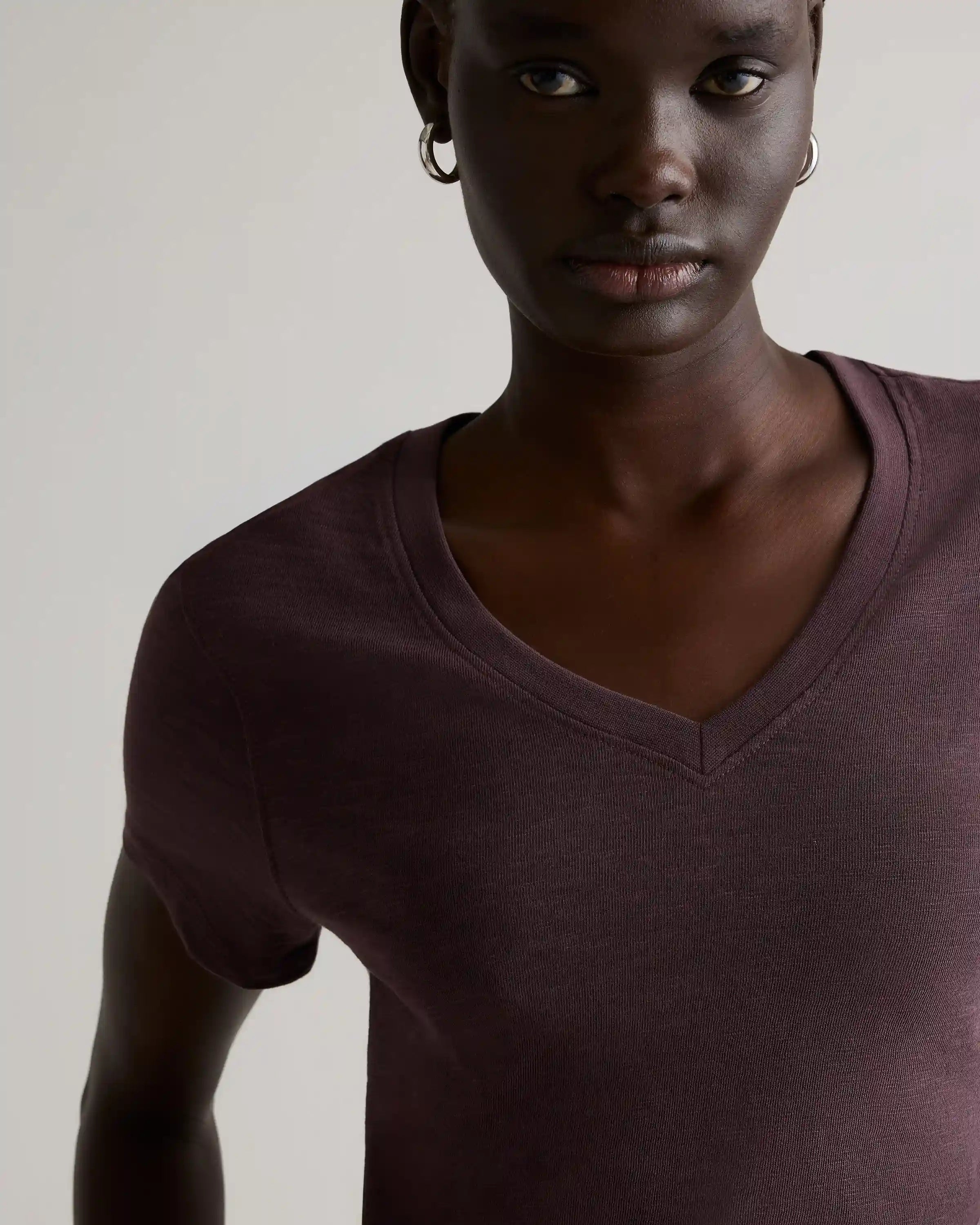 100% Organic Cotton Slub V-Neck Tee