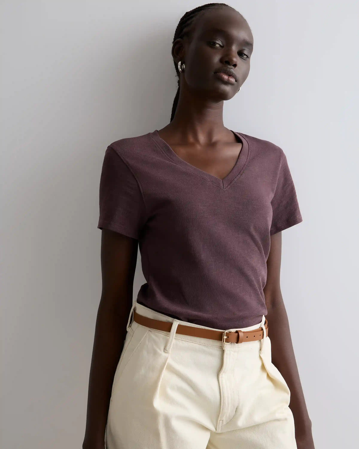 100% Organic Cotton Slub V-Neck Tee