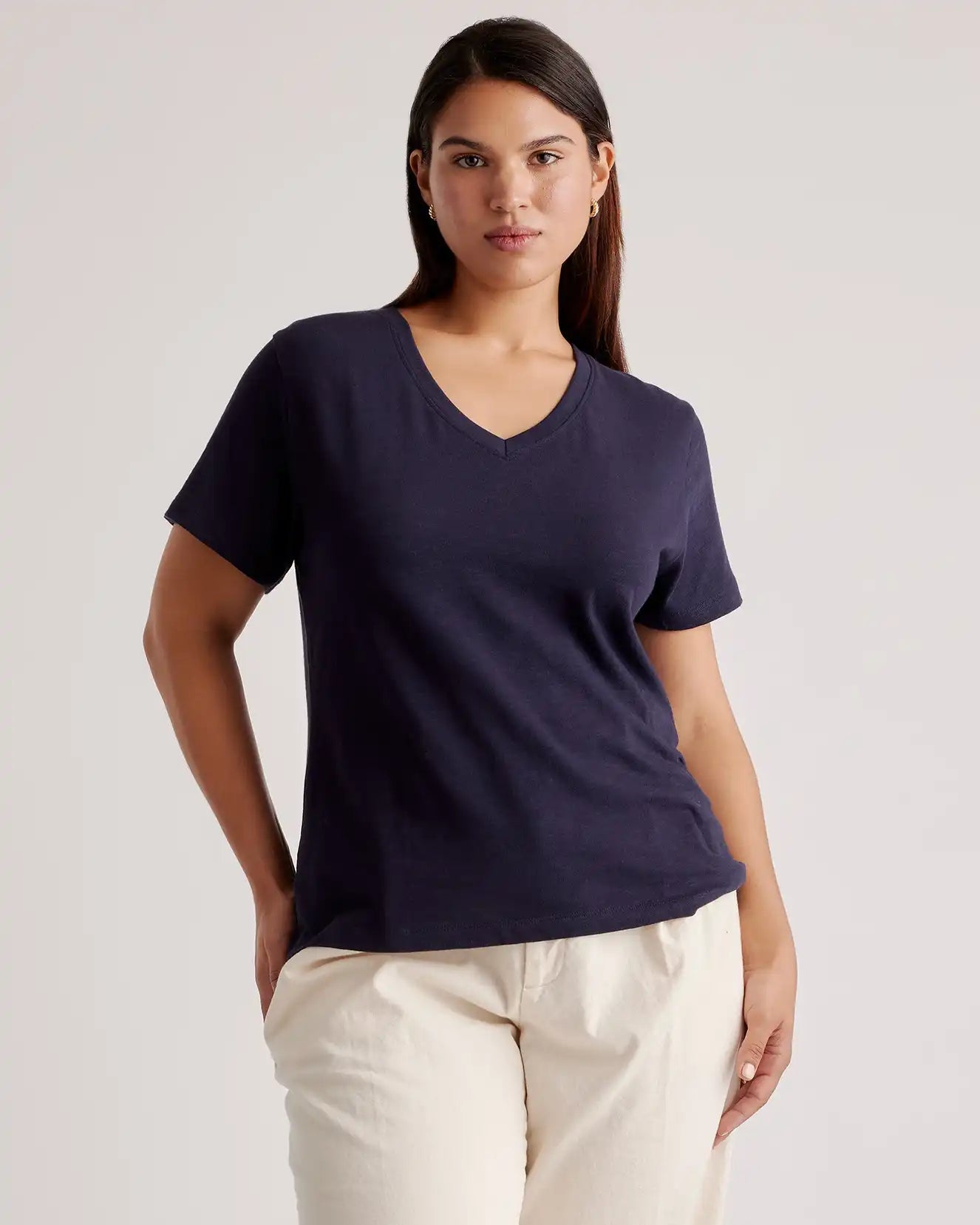 100% Organic Cotton Slub V-Neck Tee