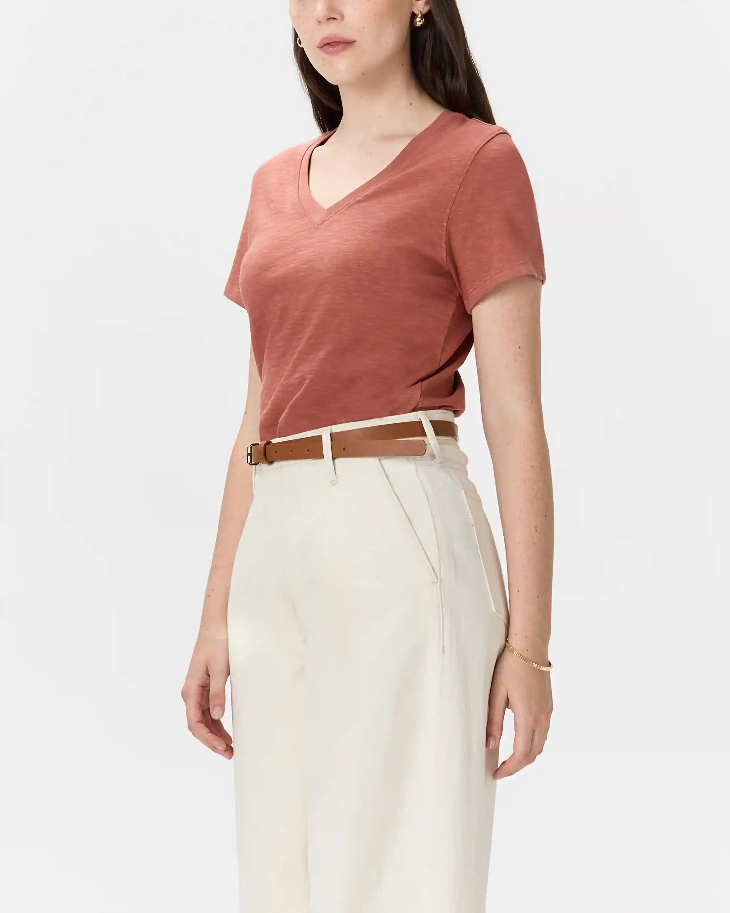100% Organic Cotton Slub V-Neck Tee