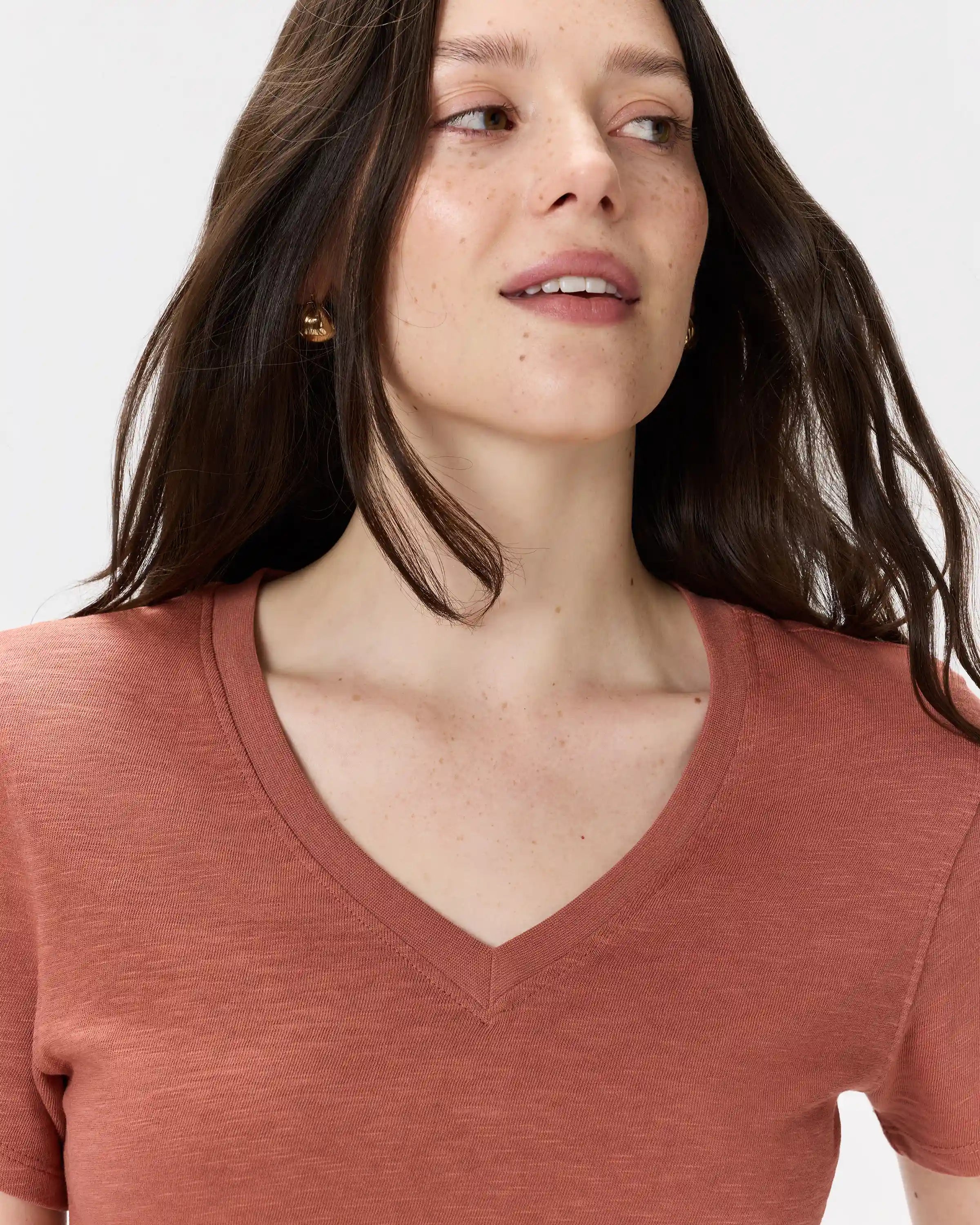 100% Organic Cotton Slub V-Neck Tee