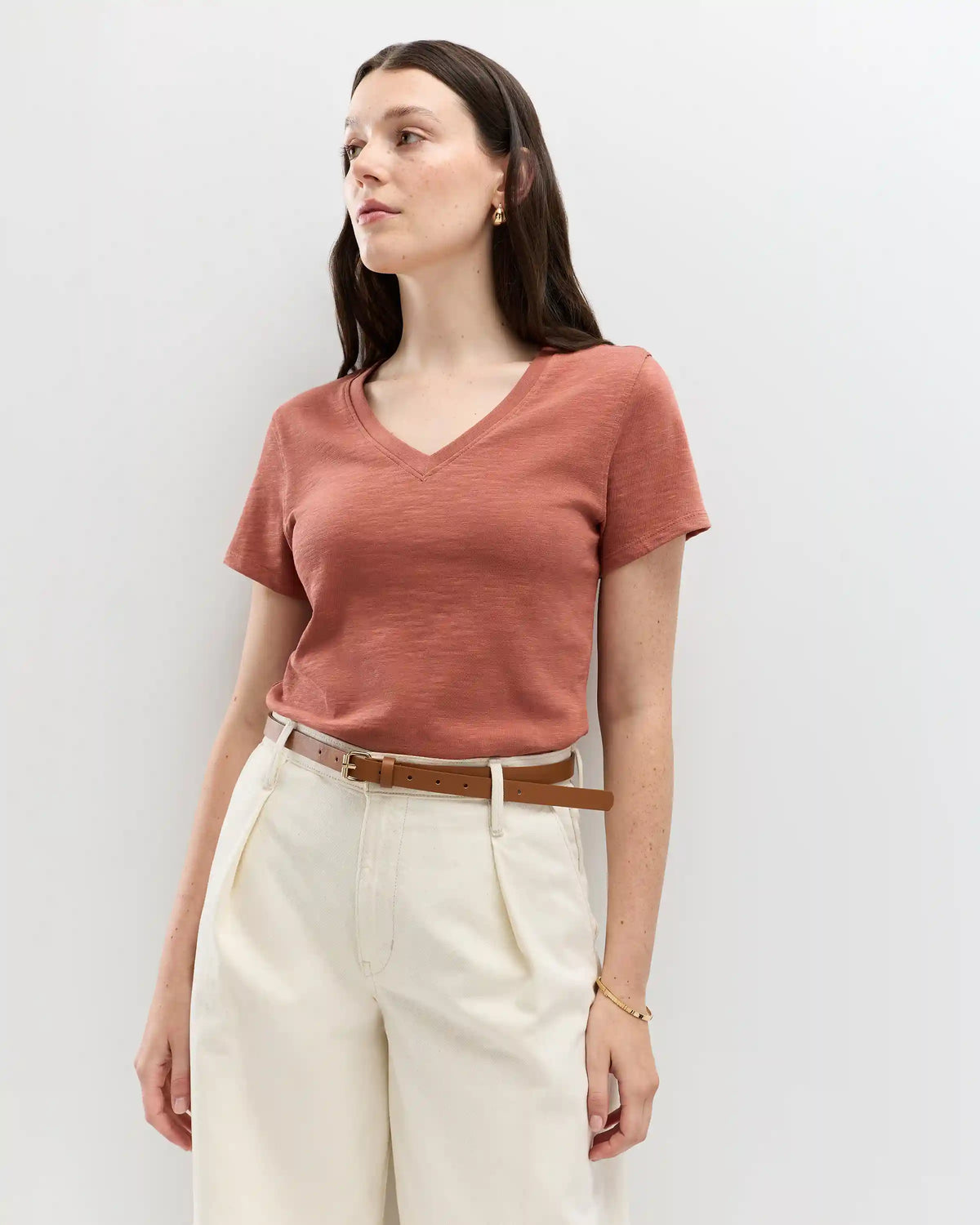 100% Organic Cotton Slub V-Neck Tee