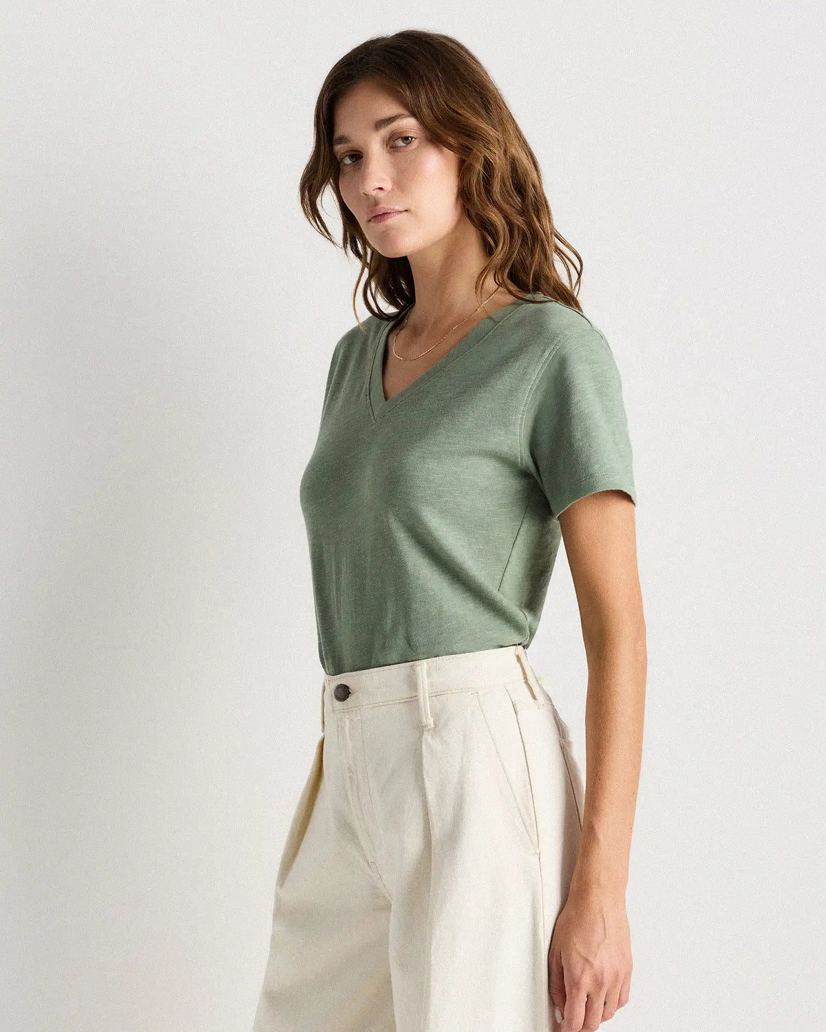 100% Organic Cotton Slub V-Neck Tee