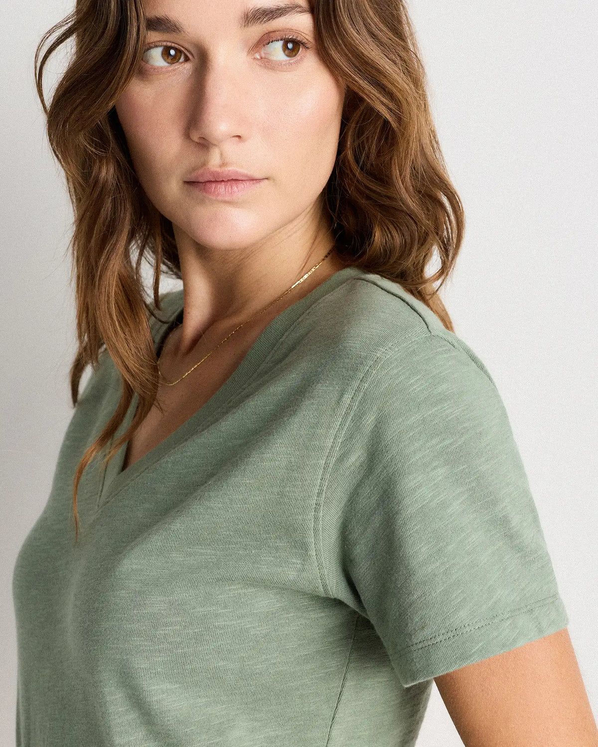 100% Organic Cotton Slub V-Neck Tee