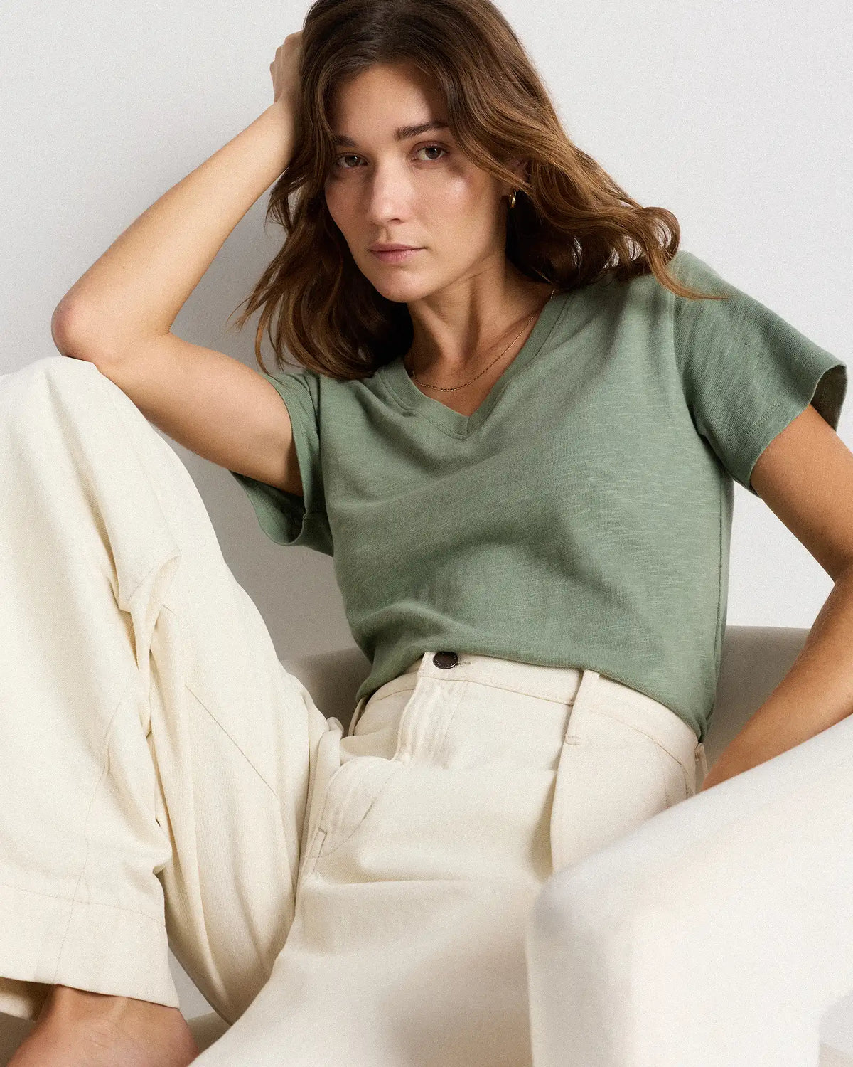 100% Organic Cotton Slub V-Neck Tee