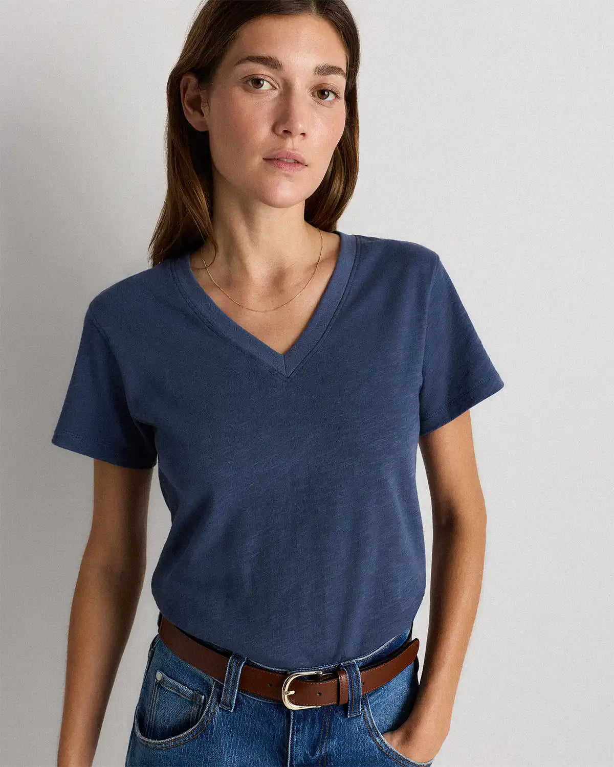 100% Organic Cotton Slub V-Neck Tee