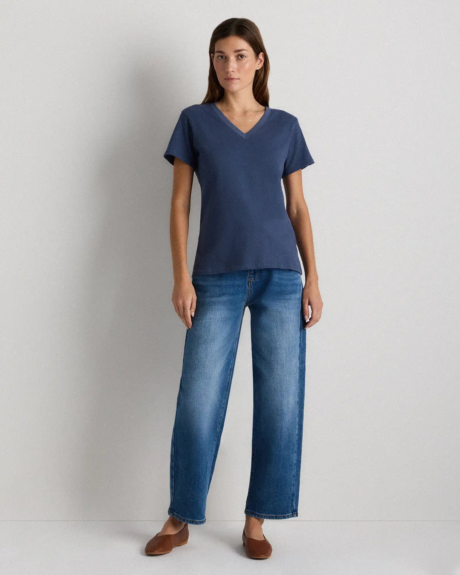 100% Organic Cotton Slub V-Neck Tee