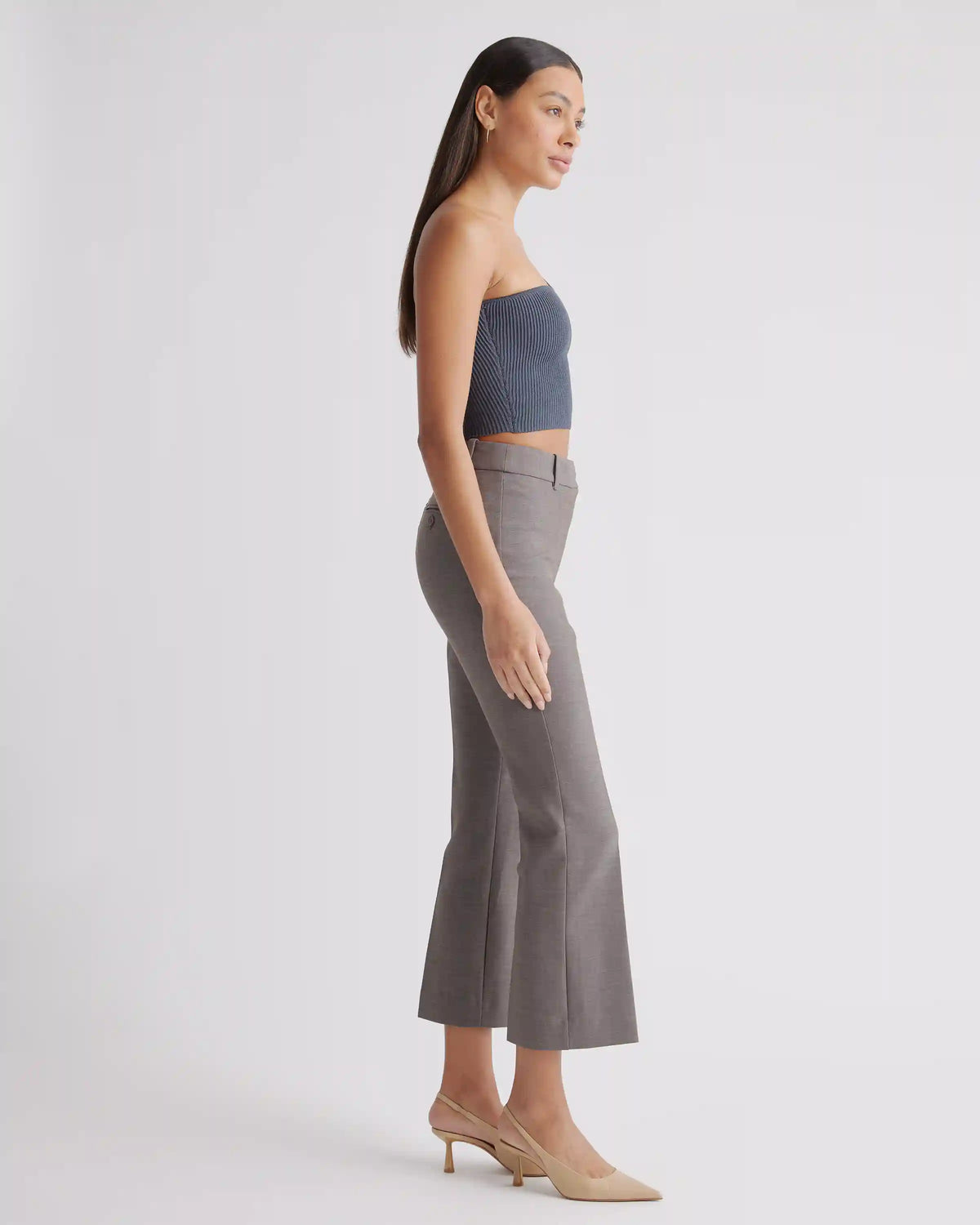 Cropped One Shoulder Ribbed Knit Tank