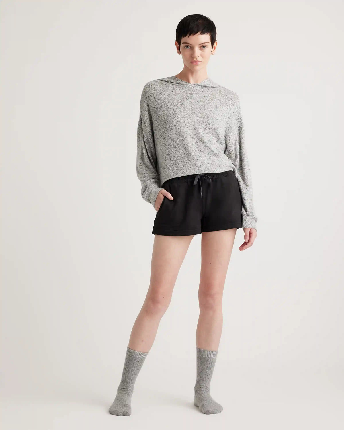 Brushed Lounge Cropped Pullover Hoodie