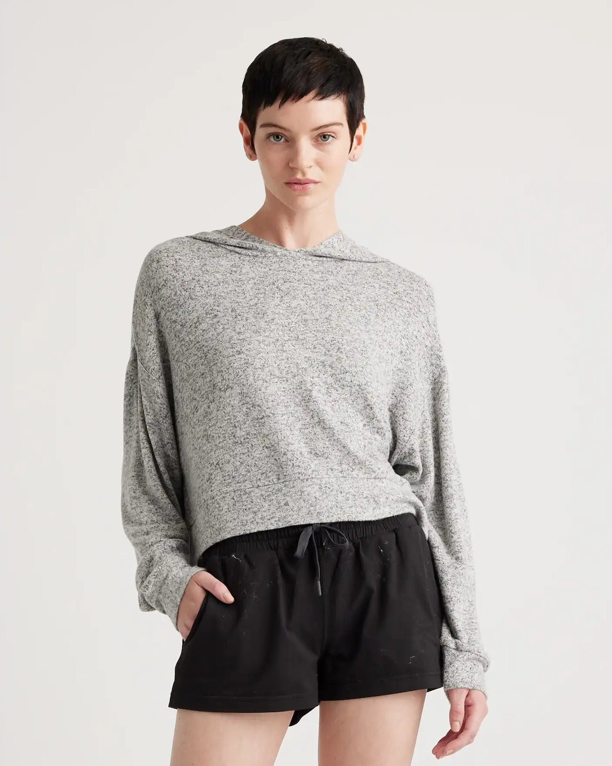 Brushed Lounge Cropped Pullover Hoodie