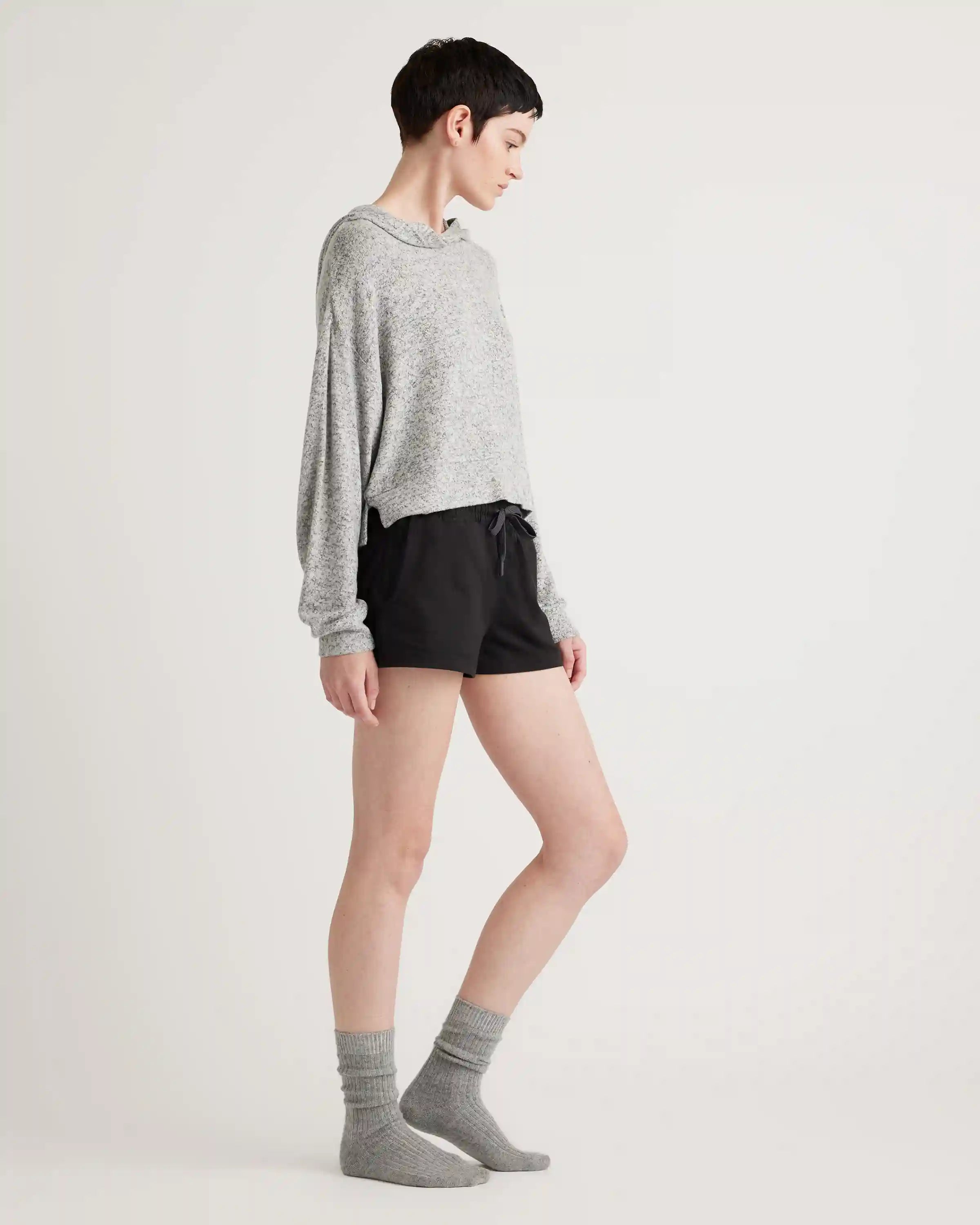 Brushed Lounge Cropped Pullover Hoodie