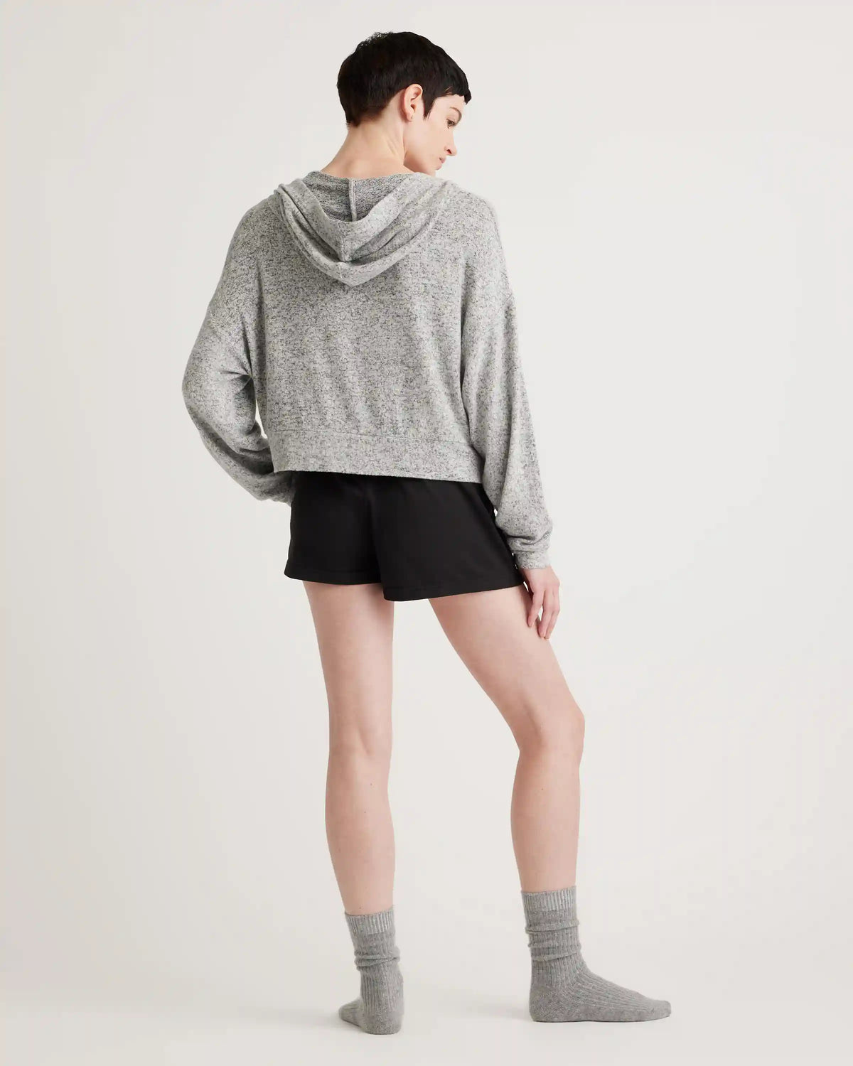 Brushed Lounge Cropped Pullover Hoodie