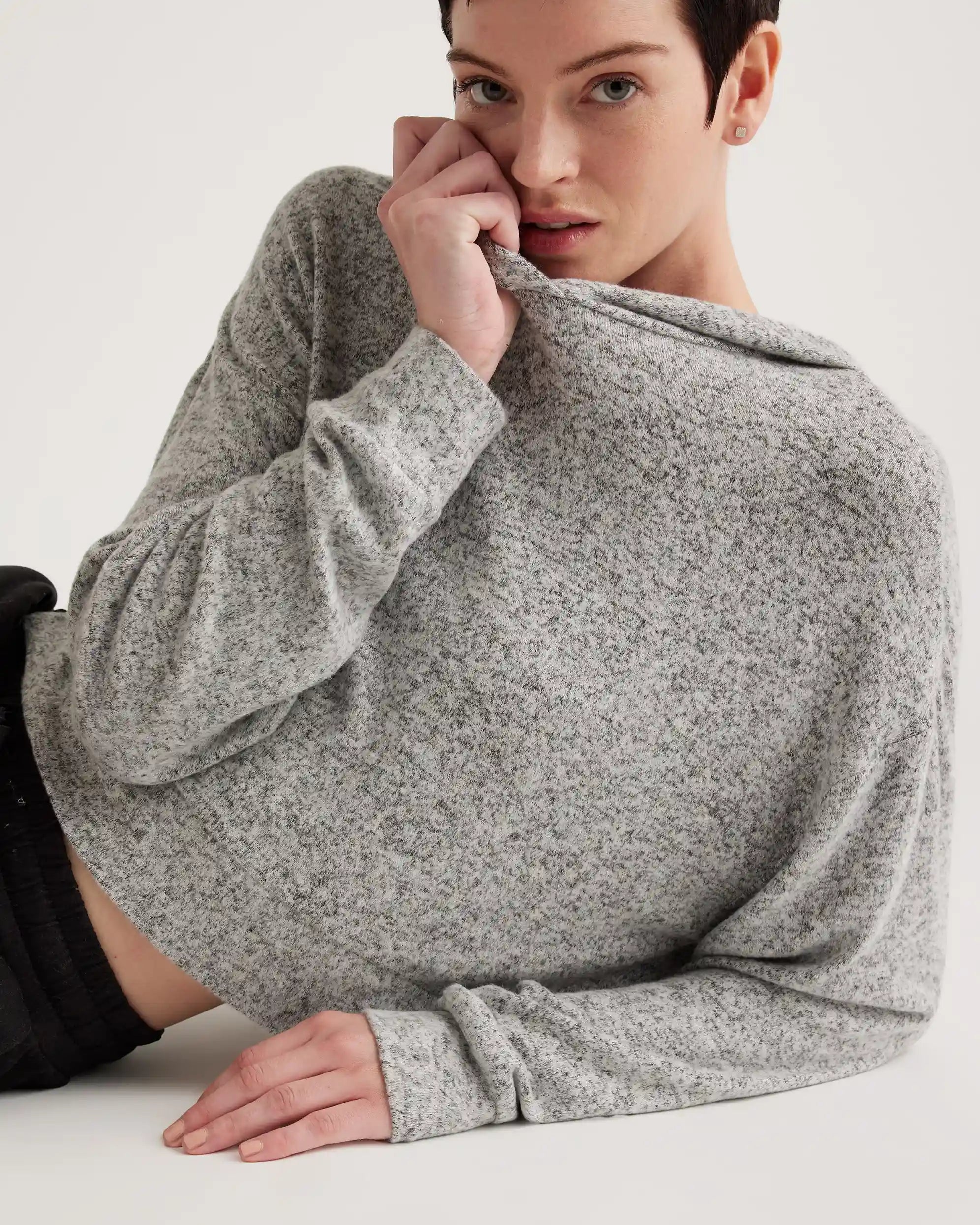 Brushed Lounge Cropped Pullover Hoodie
