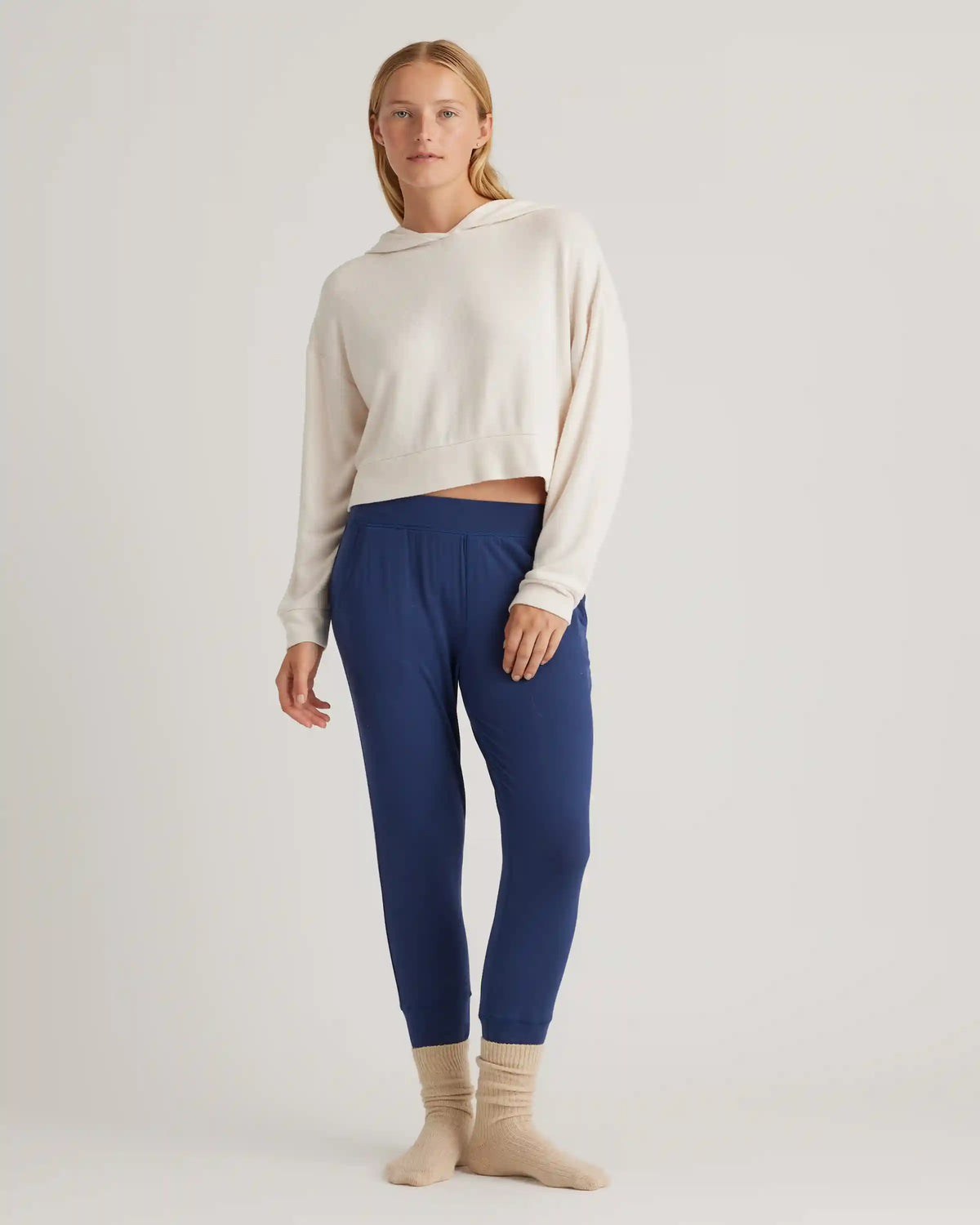 Brushed Lounge Cropped Pullover Hoodie