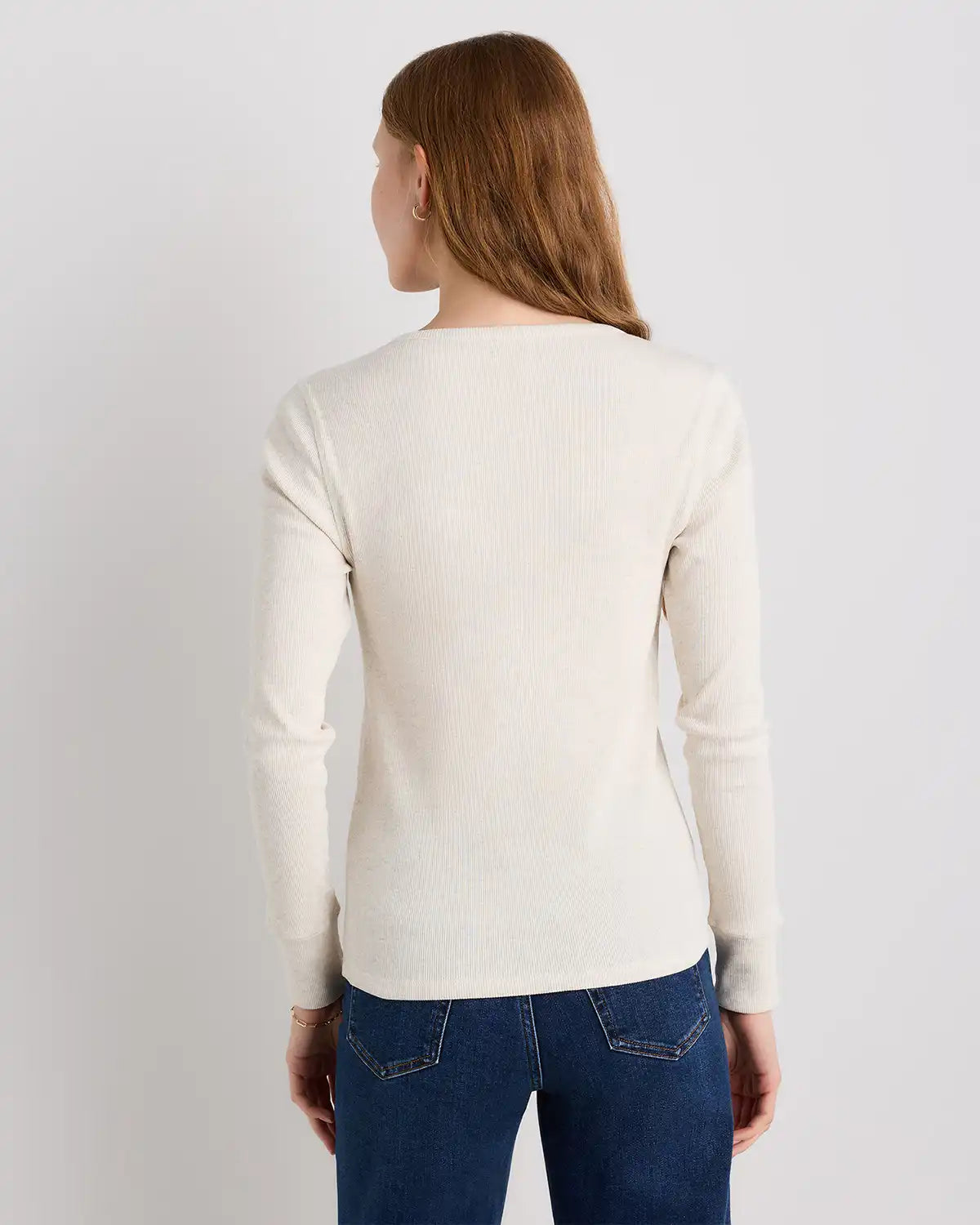 Organic Cotton Micro-Rib Henley Long Sleeve Tee
