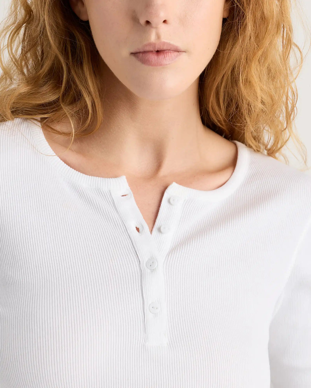 Organic Cotton Micro-Rib Henley Long Sleeve Tee