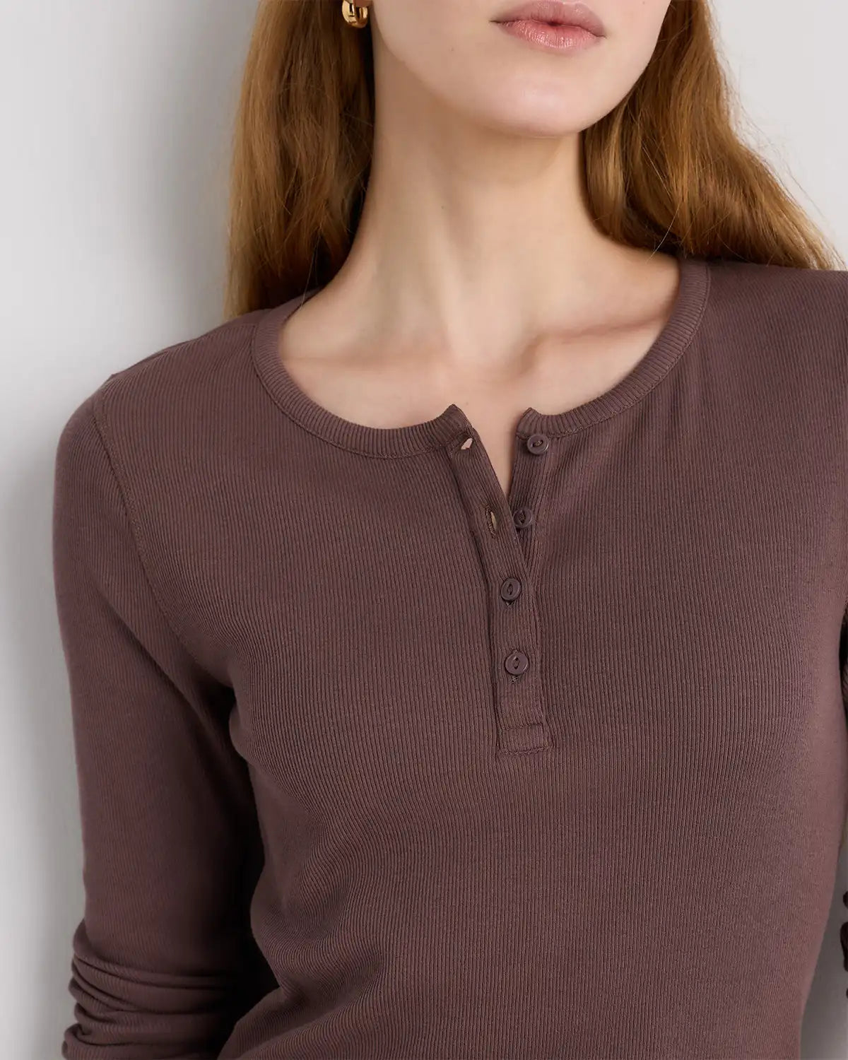 Organic Cotton Micro-Rib Henley Long Sleeve Tee
