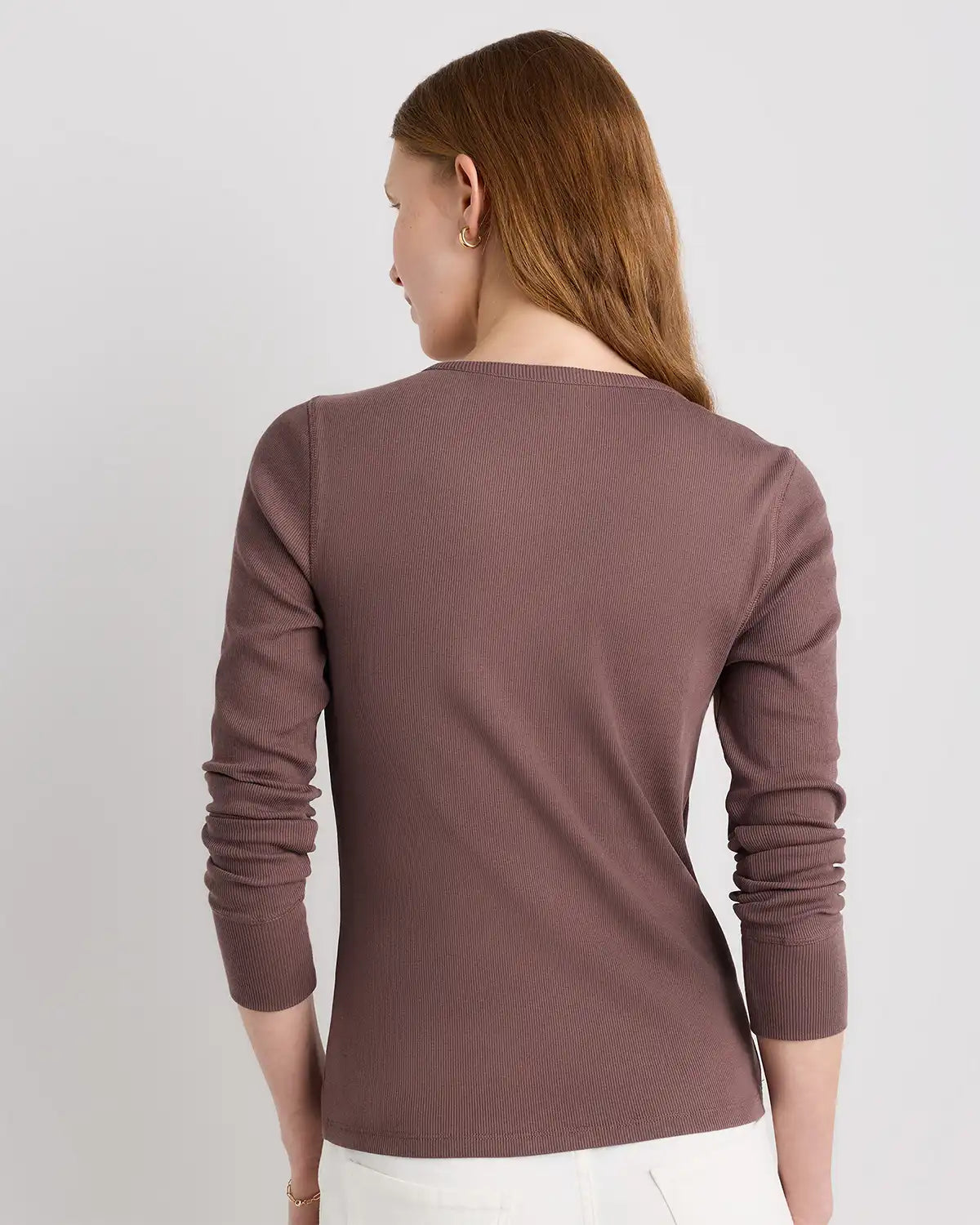 Organic Cotton Micro-Rib Henley Long Sleeve Tee