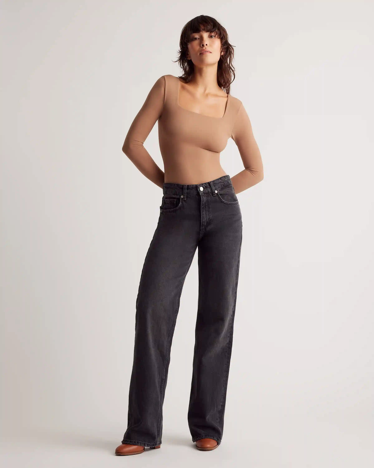 Second Skin Square Neck Long Sleeve Bodysuit