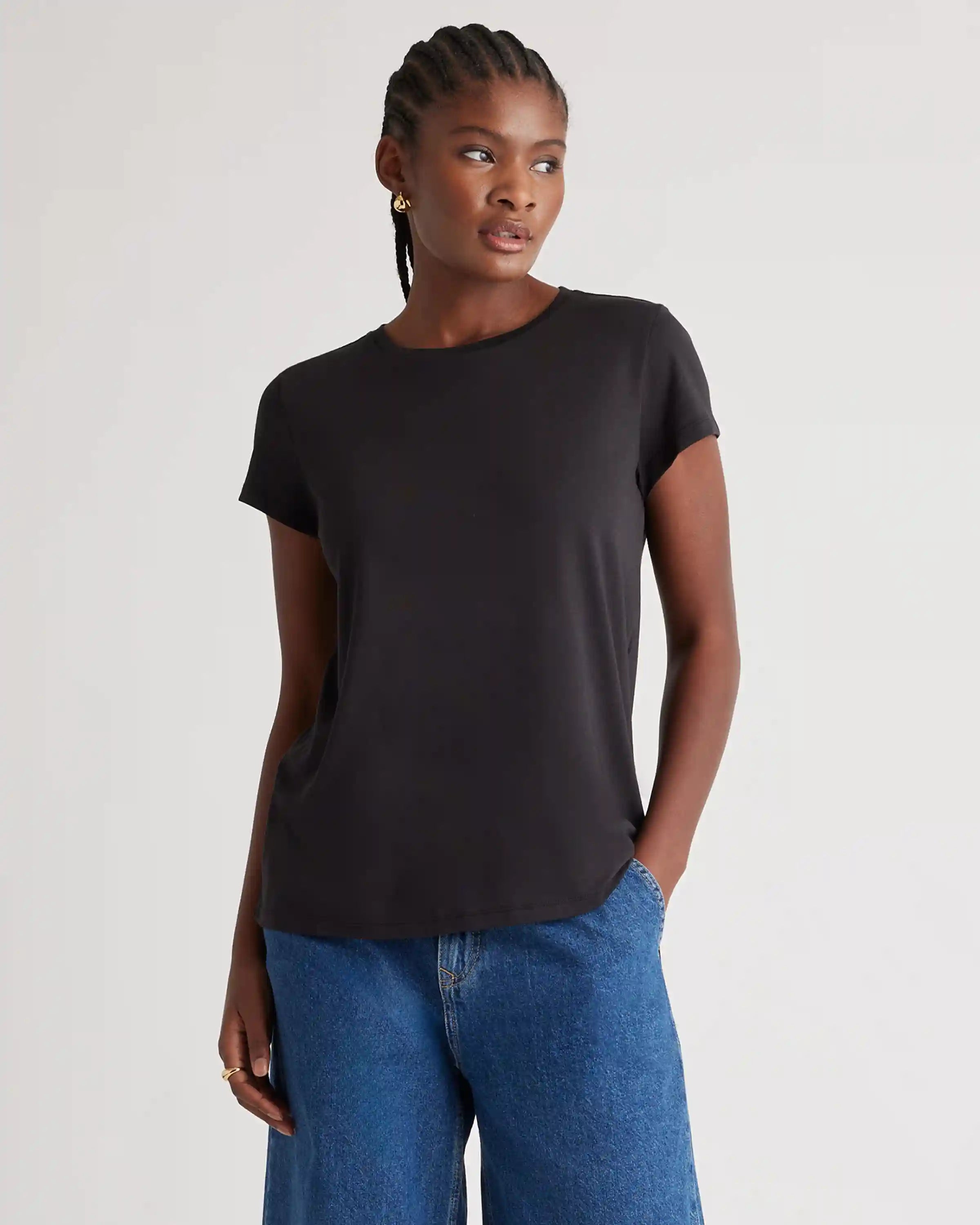 Cotton Modal Crew Neck Swing Tee