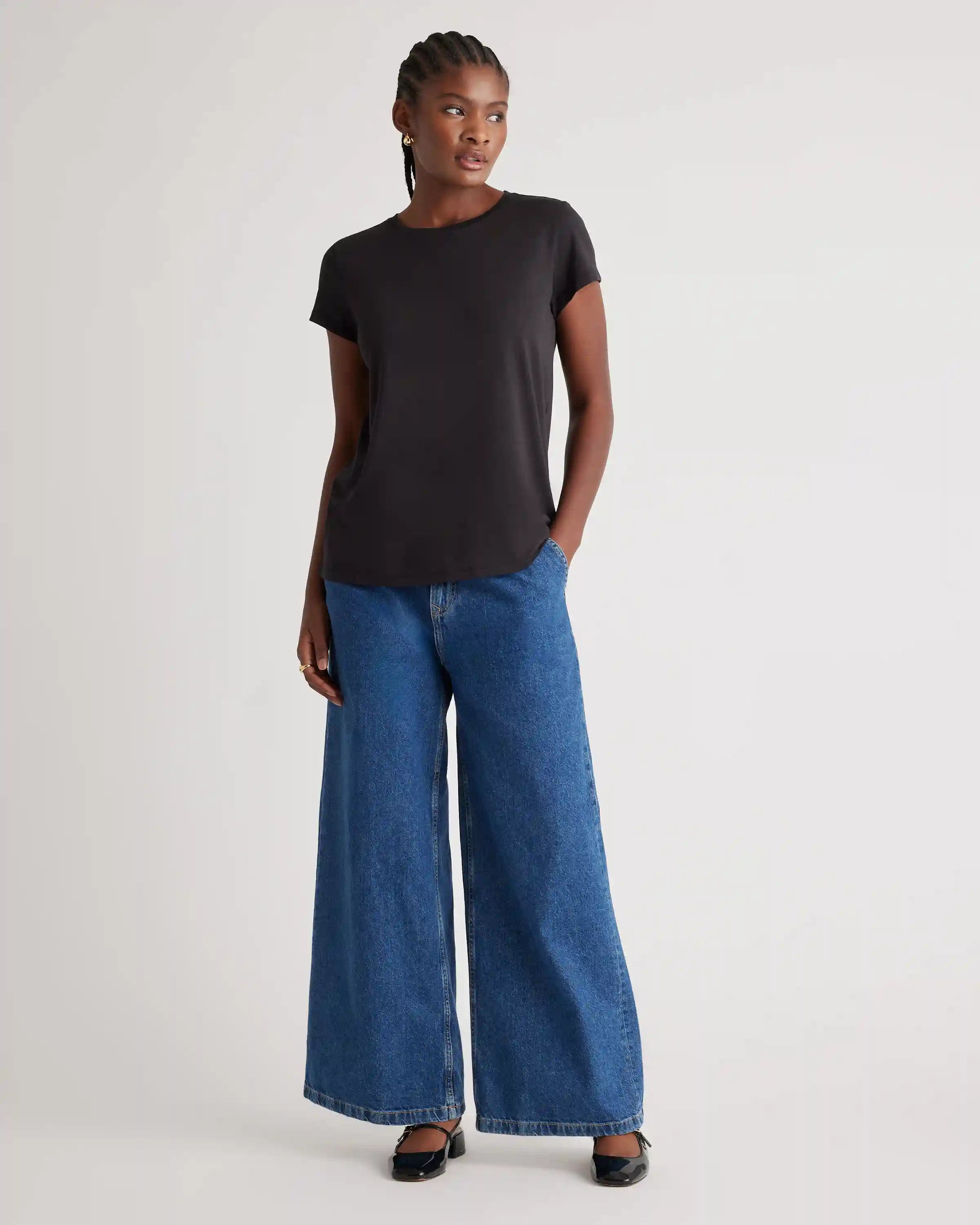 Cotton Modal Crew Neck Swing Tee