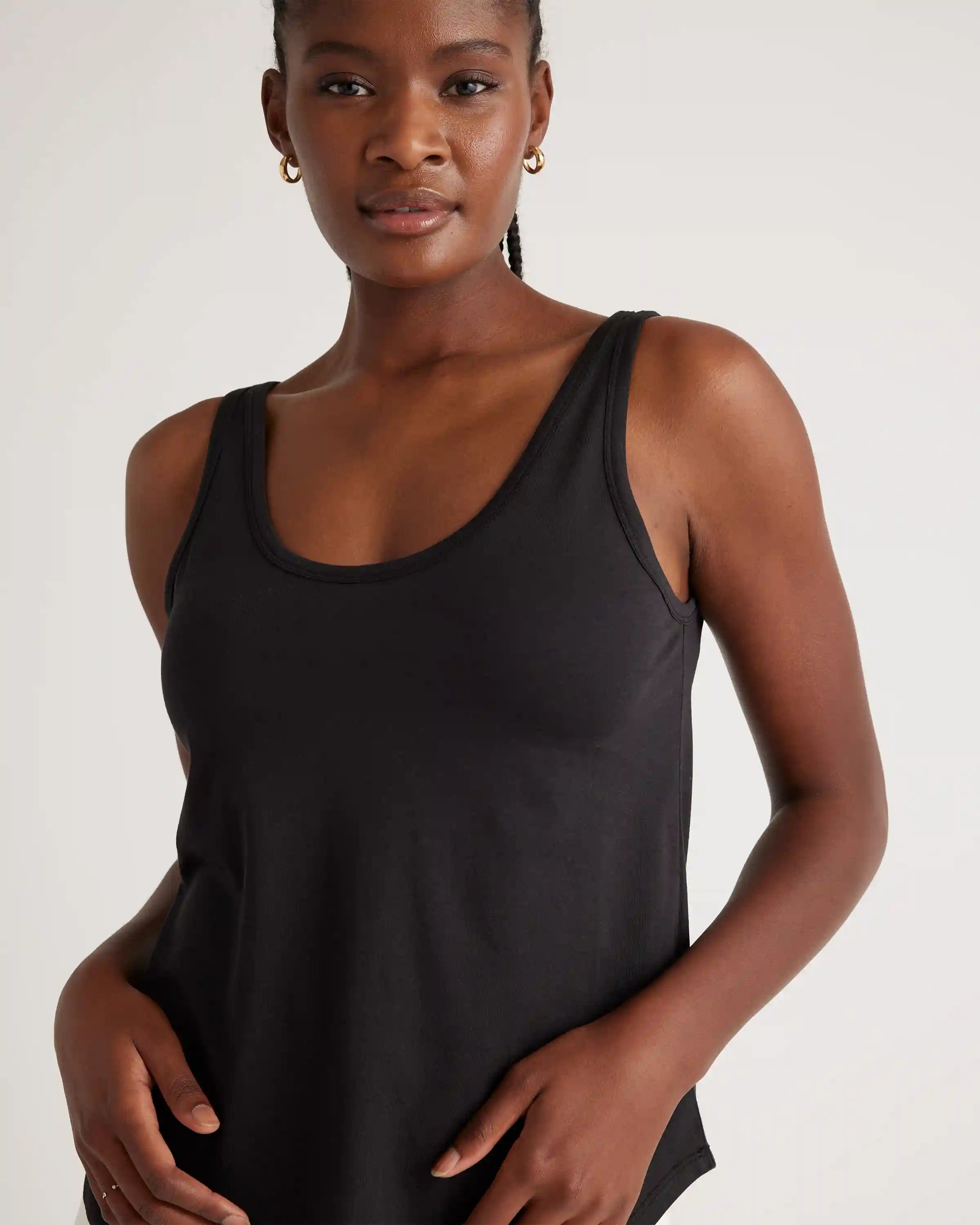 Cotton Modal Double Scoop Neck Tank