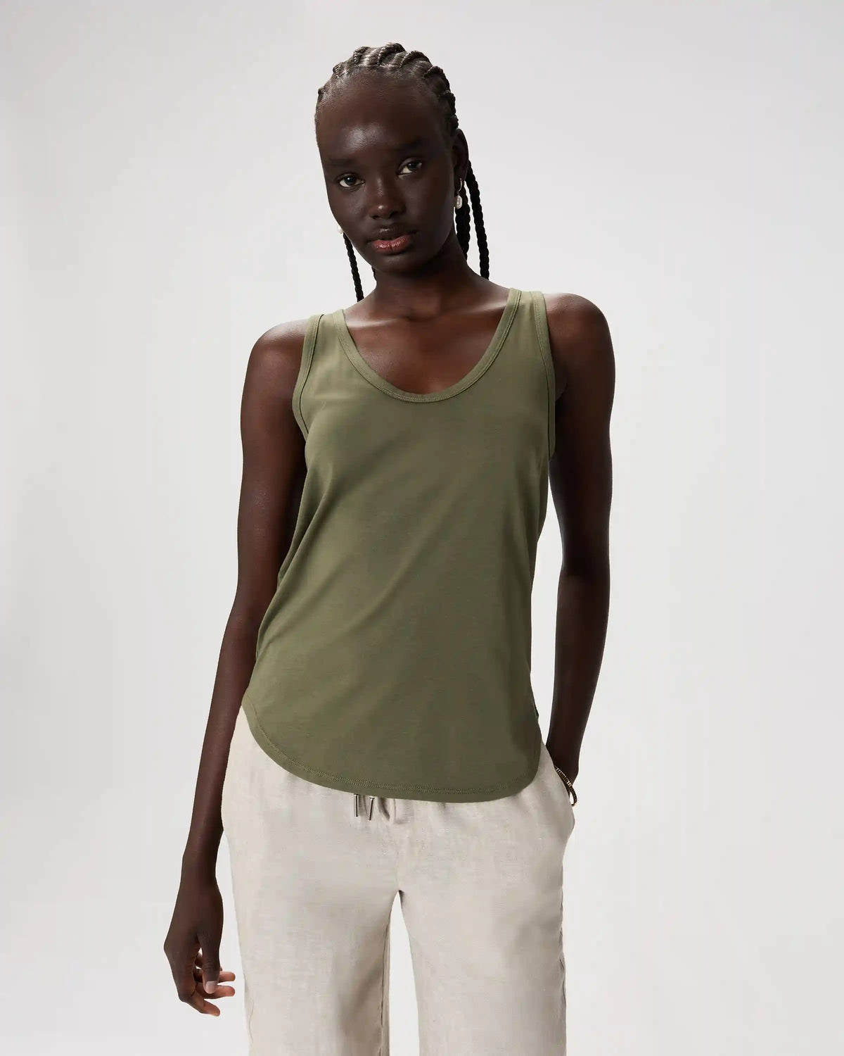 Cotton Modal Double Scoop Neck Tank