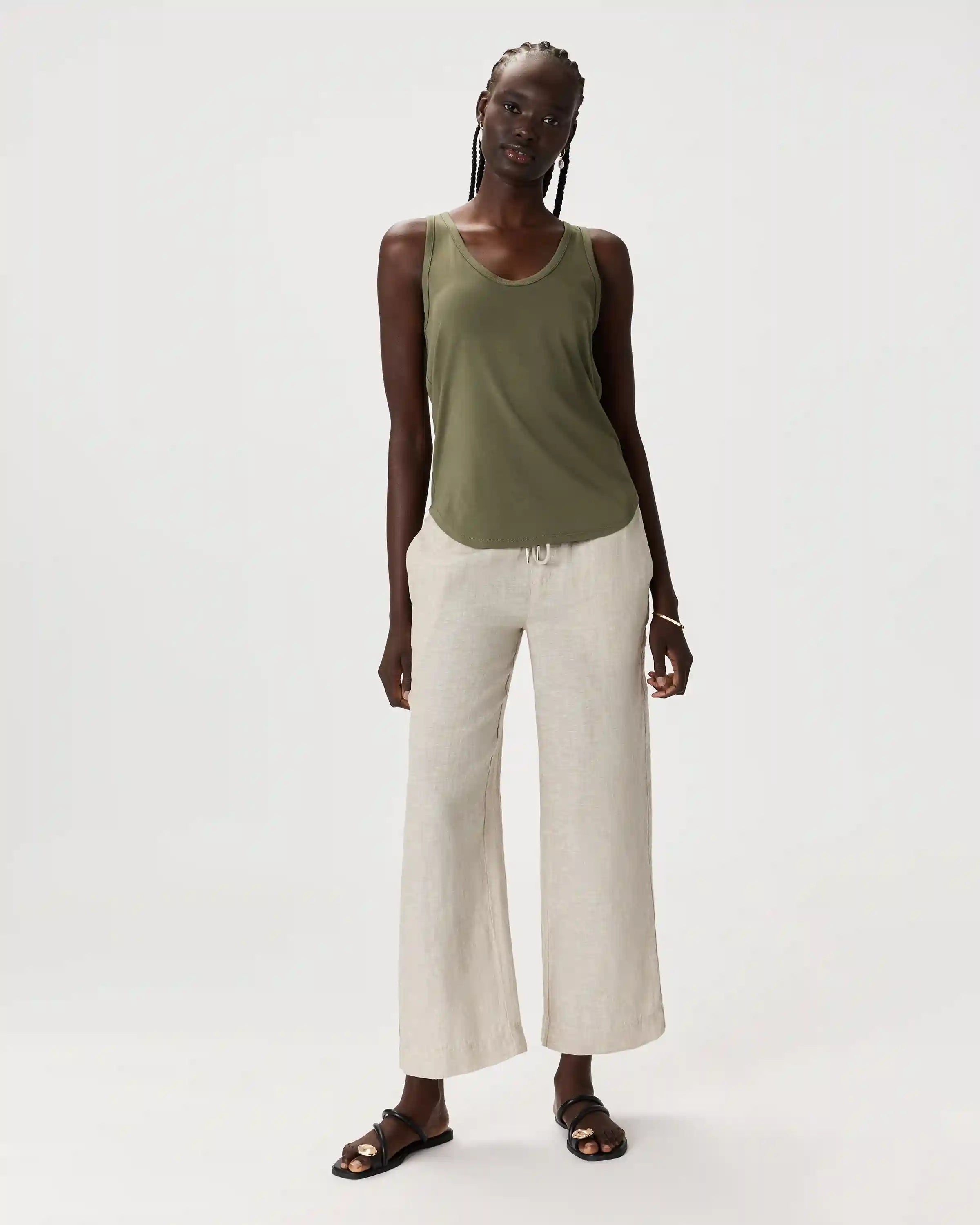 Cotton Modal Double Scoop Neck Tank