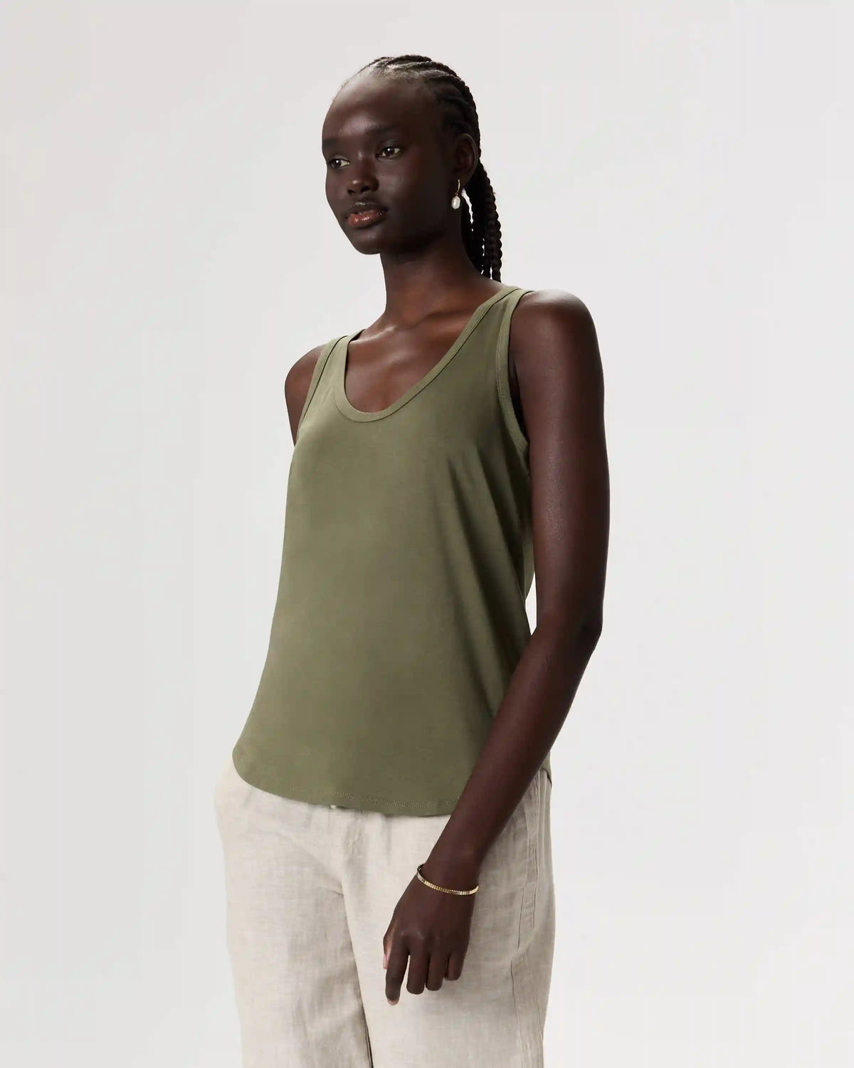 Cotton Modal Double Scoop Neck Tank