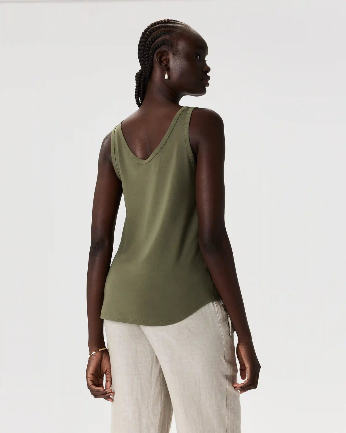 Cotton Modal Double Scoop Neck Tank