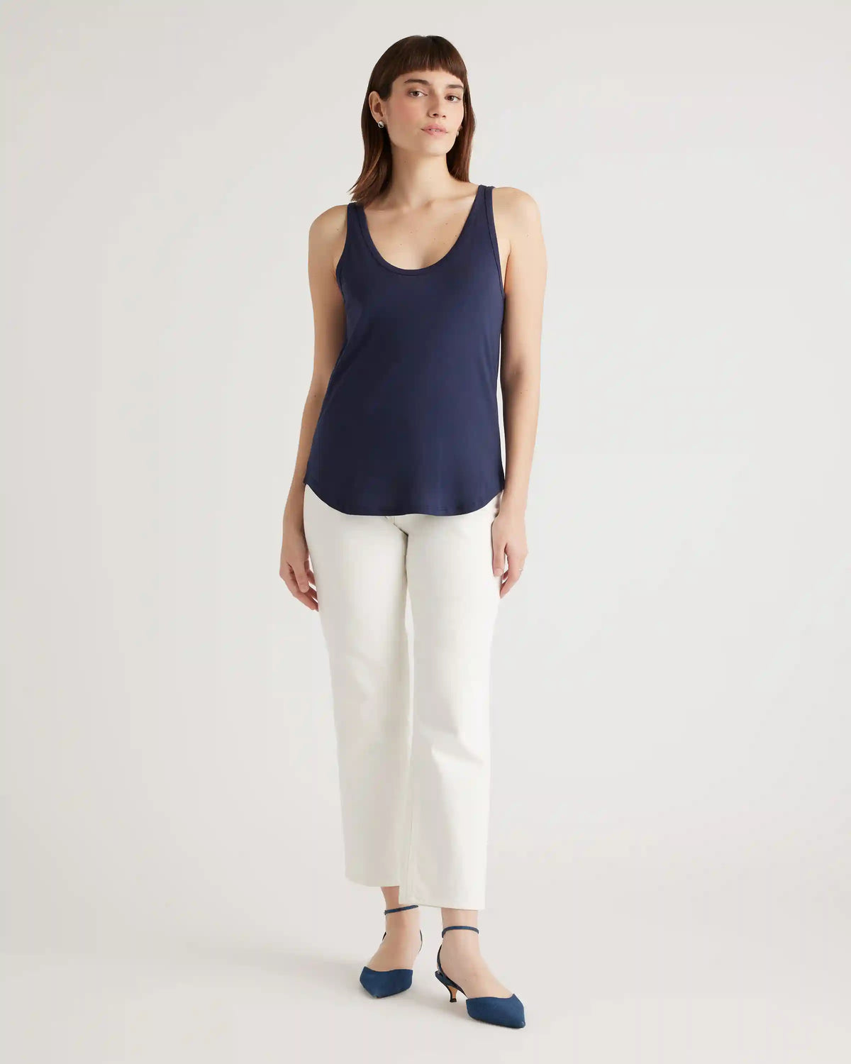Cotton Modal Double Scoop Neck Tank