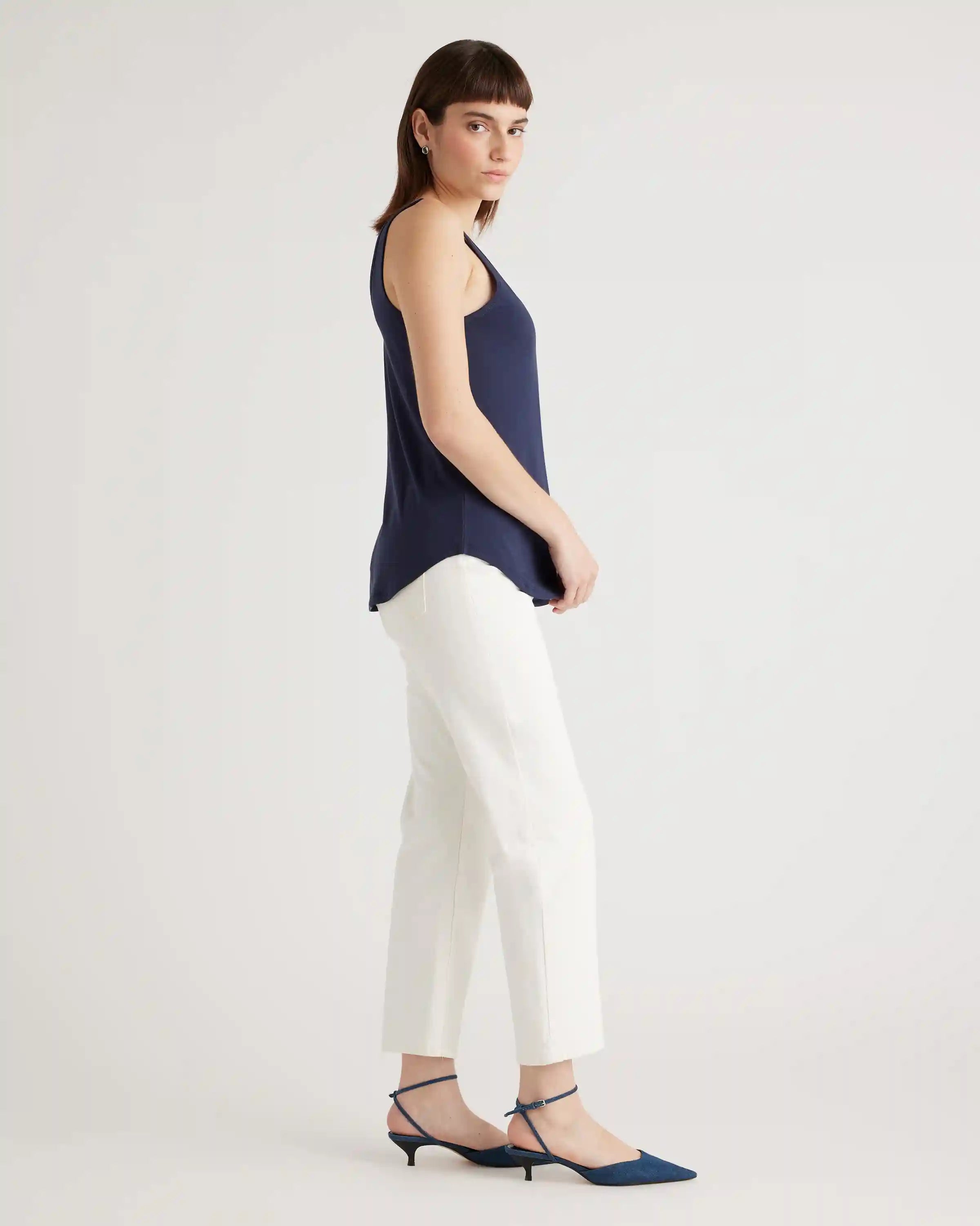 Cotton Modal Double Scoop Neck Tank