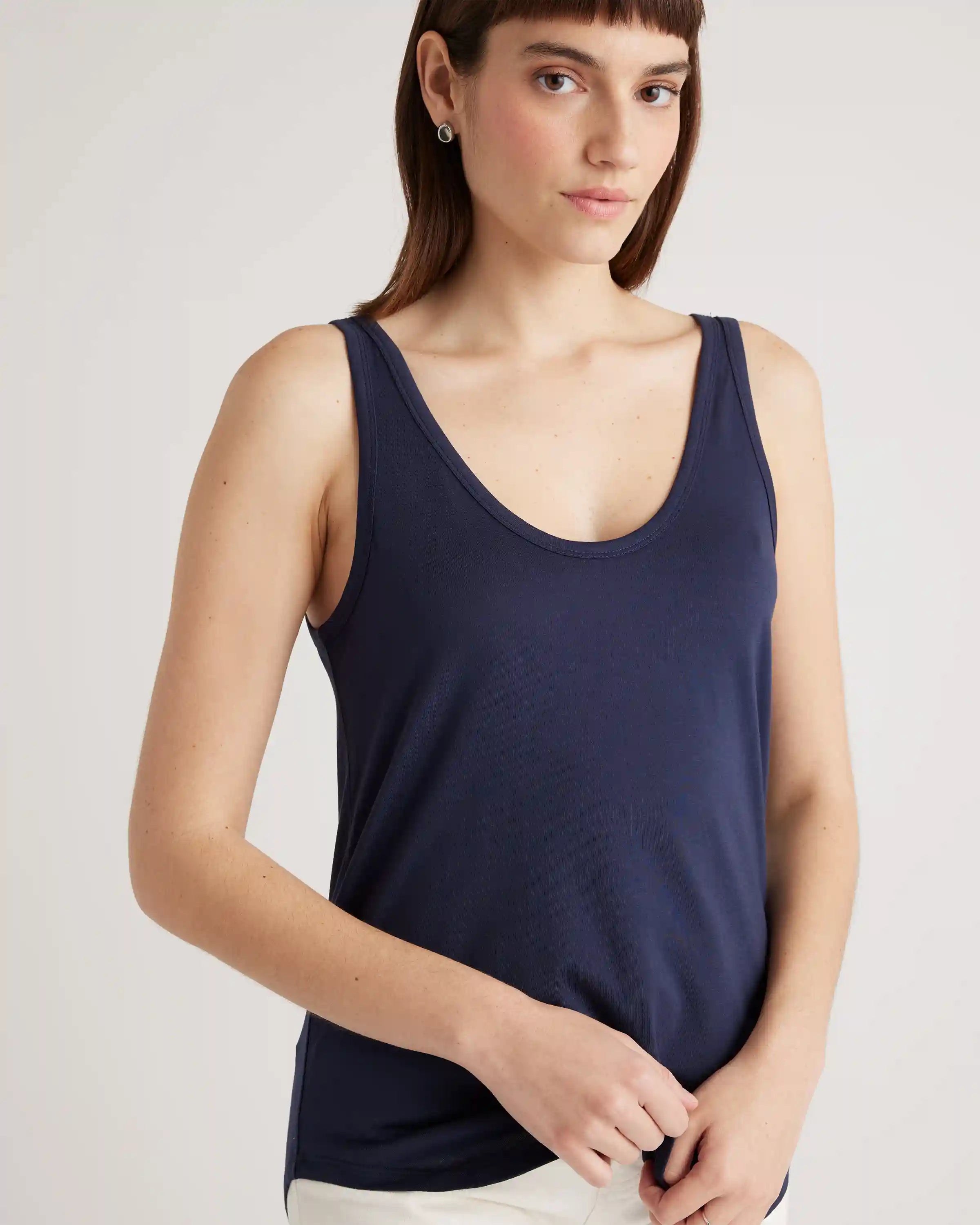 Cotton Modal Double Scoop Neck Tank