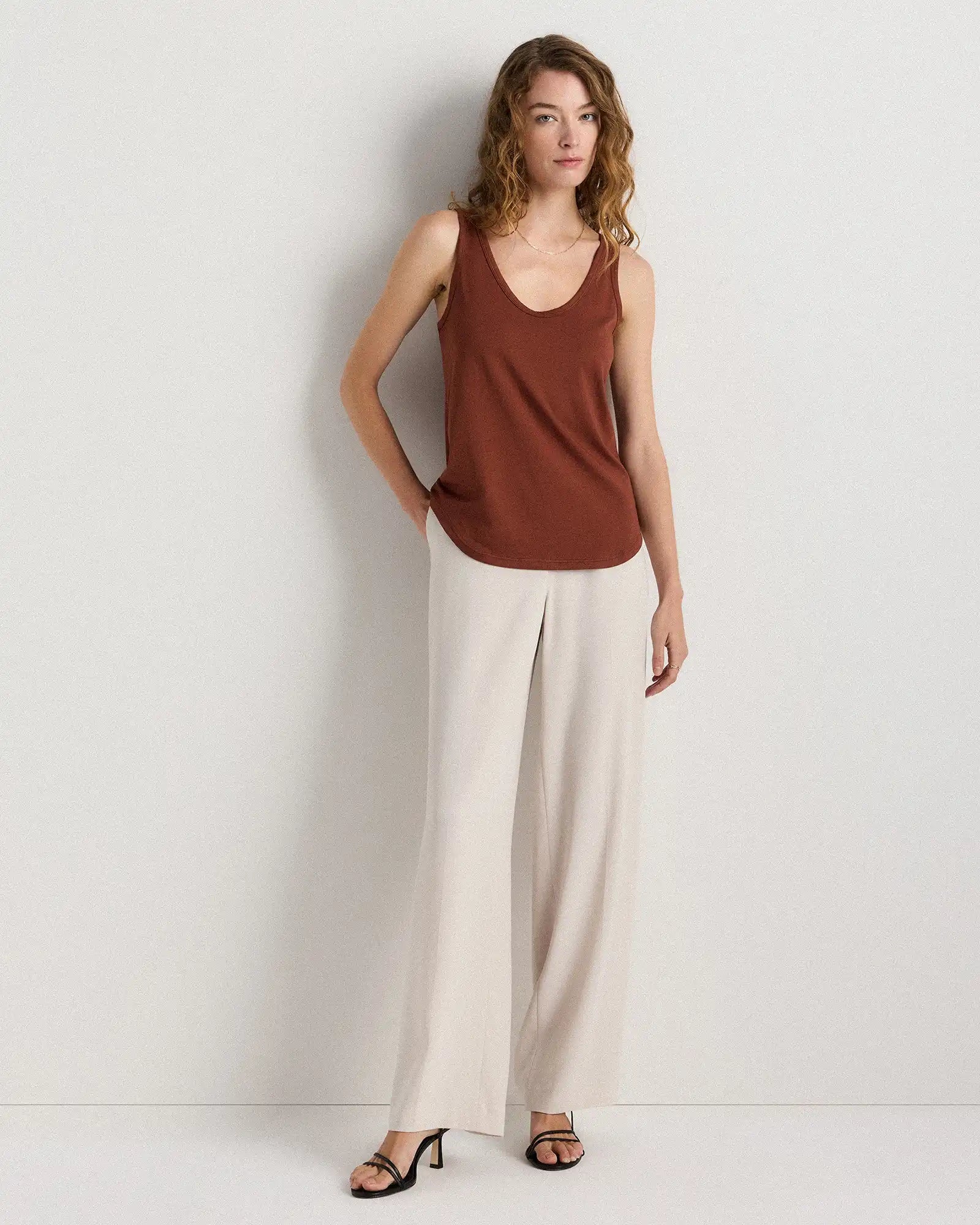Cotton Modal Double Scoop Neck Tank